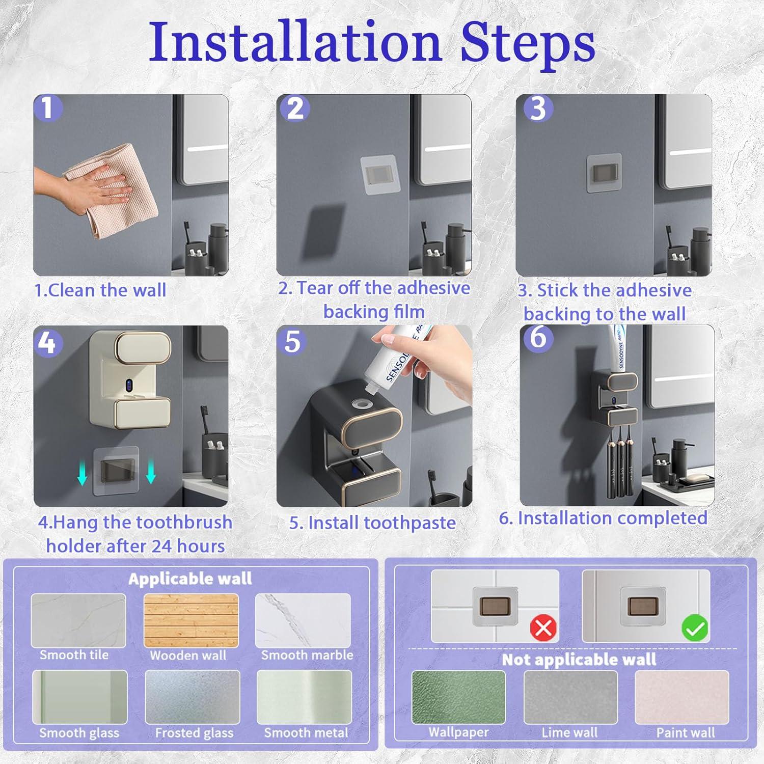 Dispensador de Pasta de Dientes Automático Wekity Beige 3 Ranuras