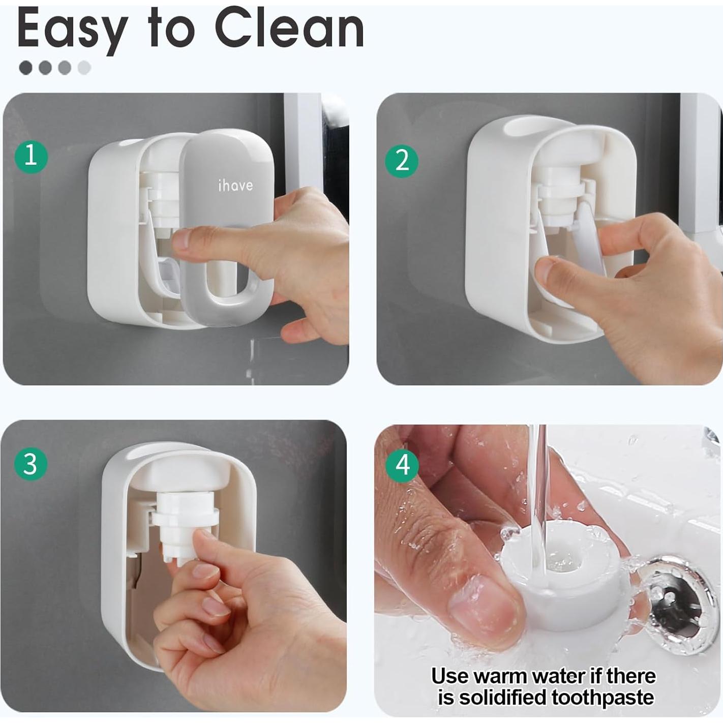 Dispensador de Pasta de Dientes iHave Automático Montaje en Pared Gris