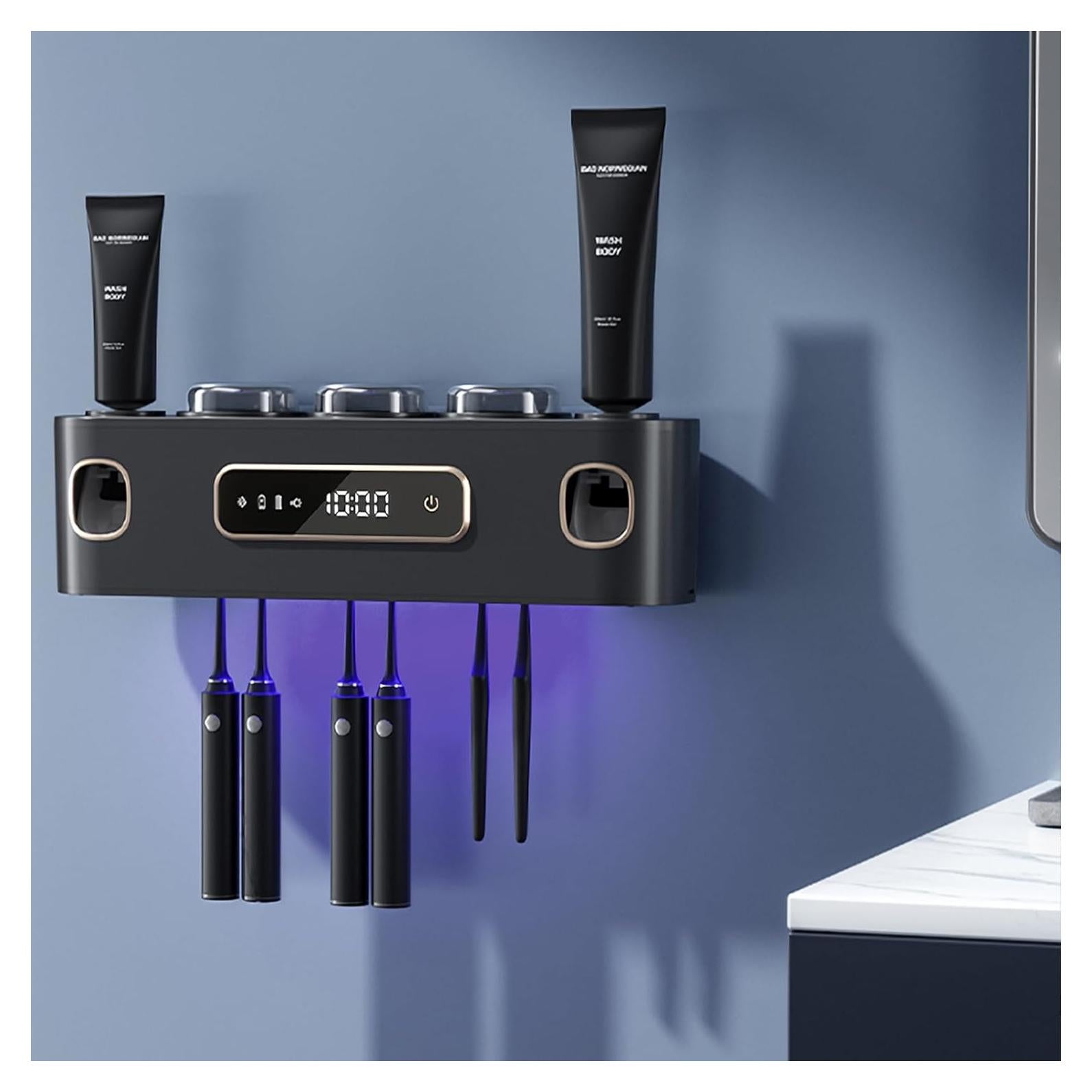 Soporte para Cepillos de Dientes Wekity Gris con Dispensador Automático