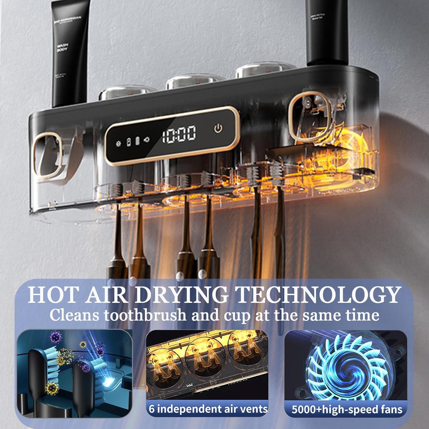 Soporte para Cepillos de Dientes Wekity Gris con Dispensador Automático