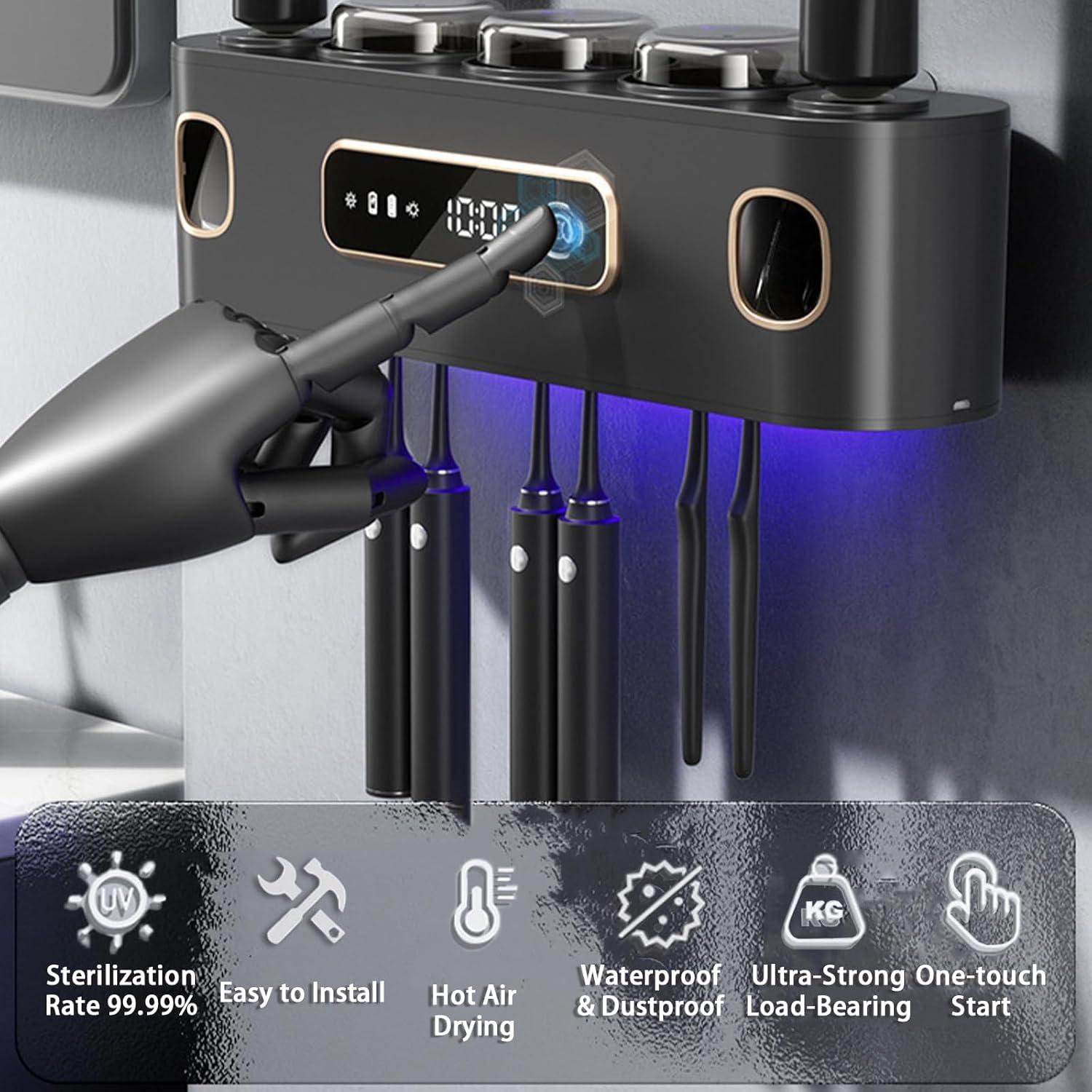 Soporte para Cepillos de Dientes Wekity Gris con Dispensador Automático