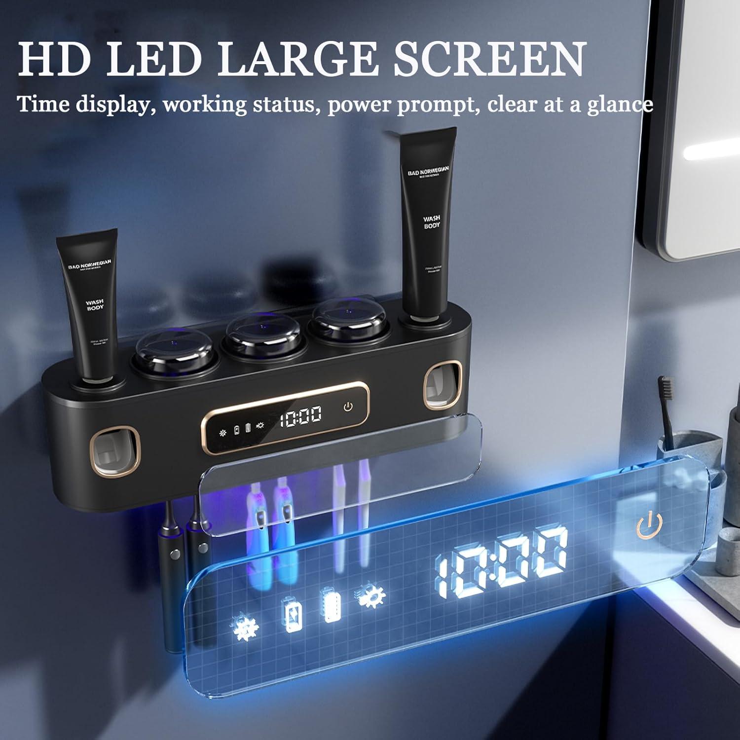 Soporte para Cepillos de Dientes Wekity Gris con Dispensador Automático