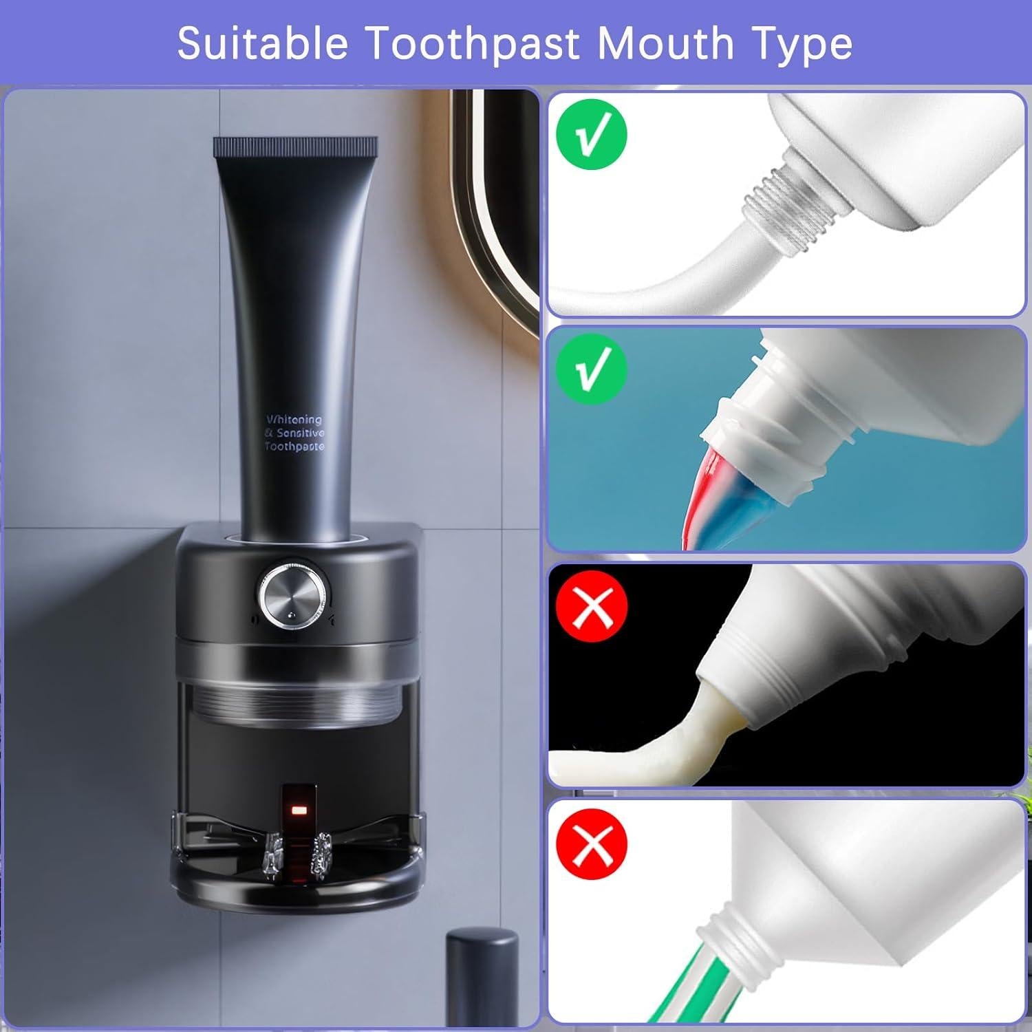 Dispensador Automático de Pasta de Dientes Wekity Negro 357g