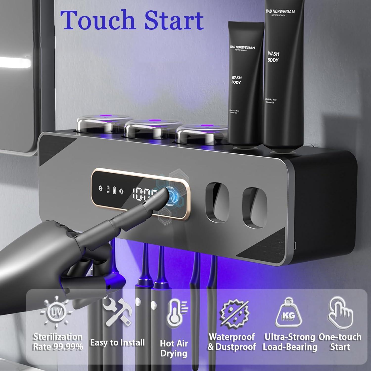 Dispensador Automático de Pasta de Dientes Wekity Gris con Soporte