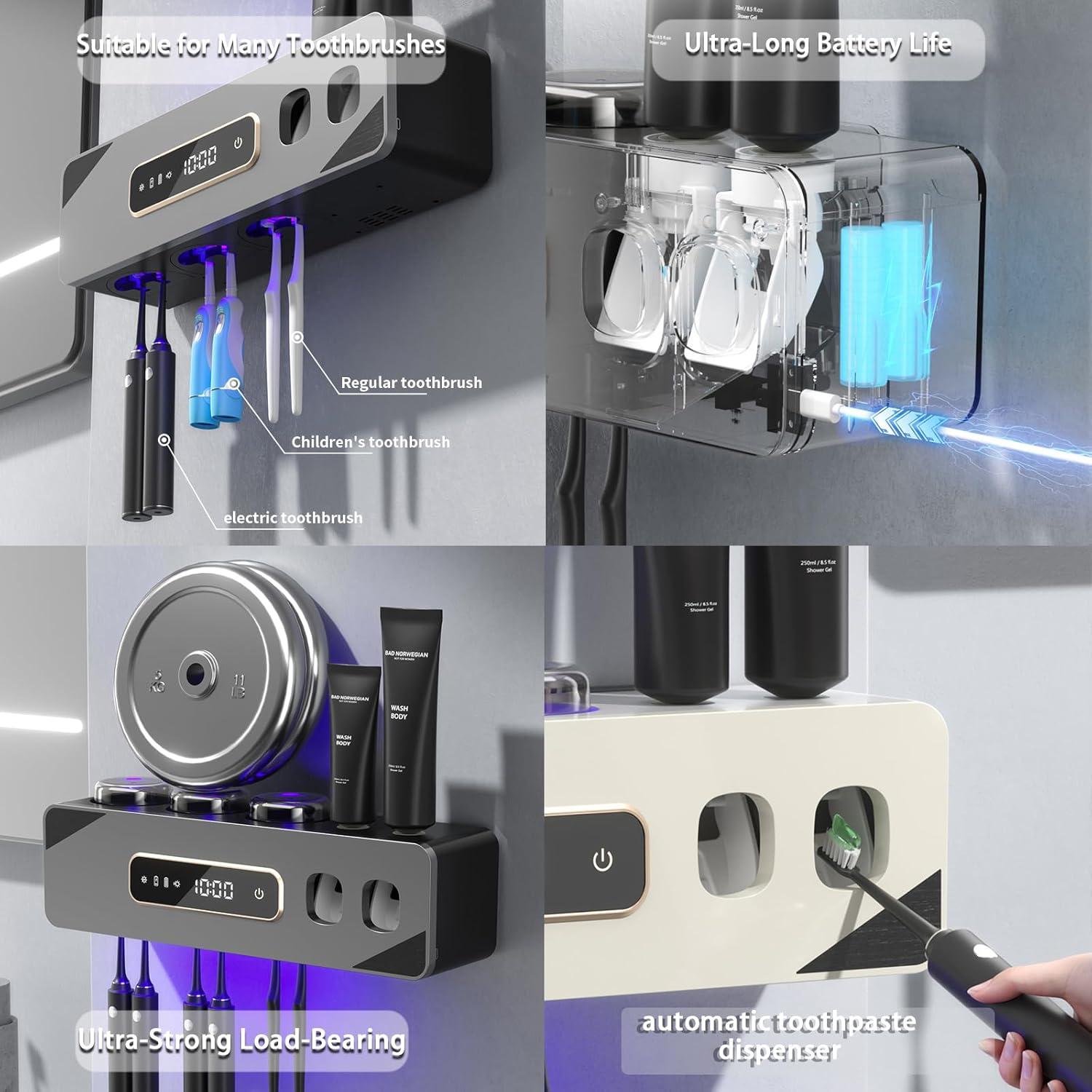 Dispensador Automático de Pasta de Dientes Wekity Gris con Soporte