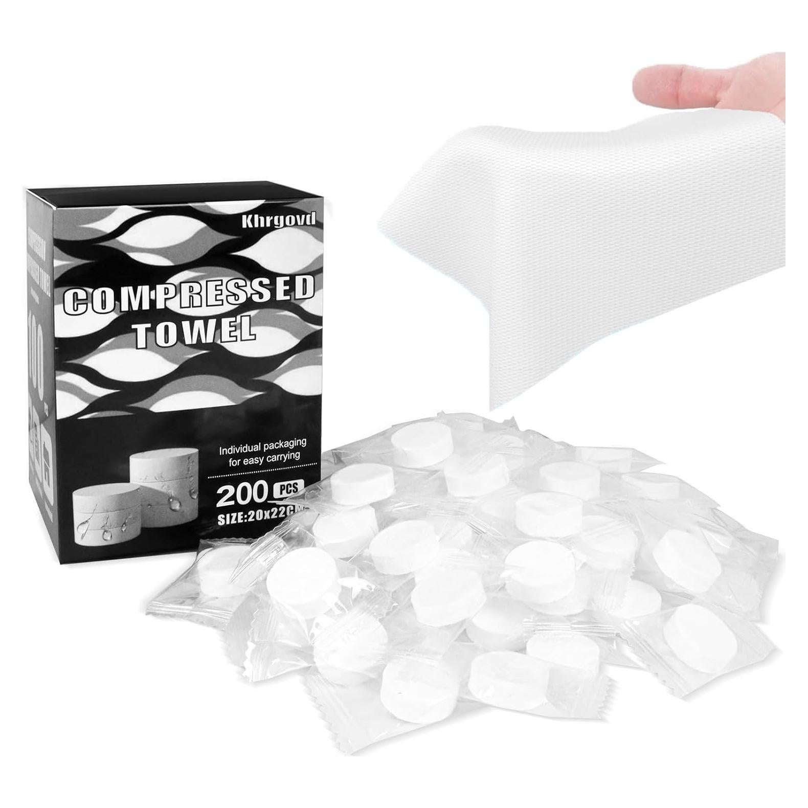 200 Toallitas Comprimidas Desechables Khrgovd 20x22cm Viaje