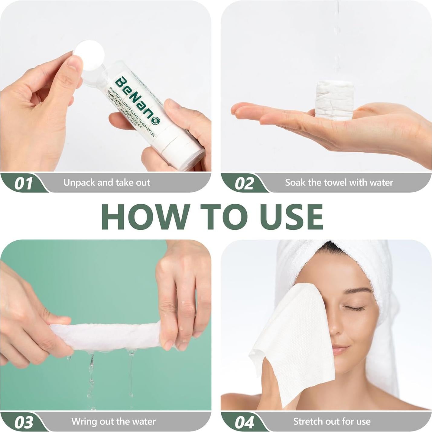 Toallitas Comprimidas Premium Benano 140 Pcs Biodegradables