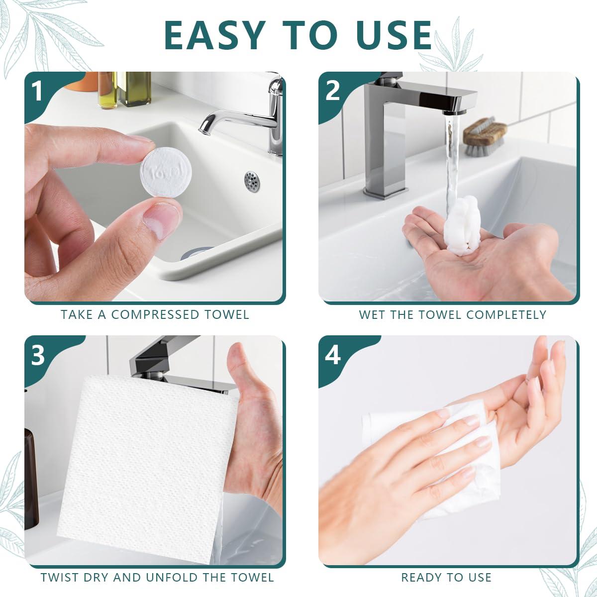 200 Toallas Comprimidas Desechables KISEER para Viajes y Camping