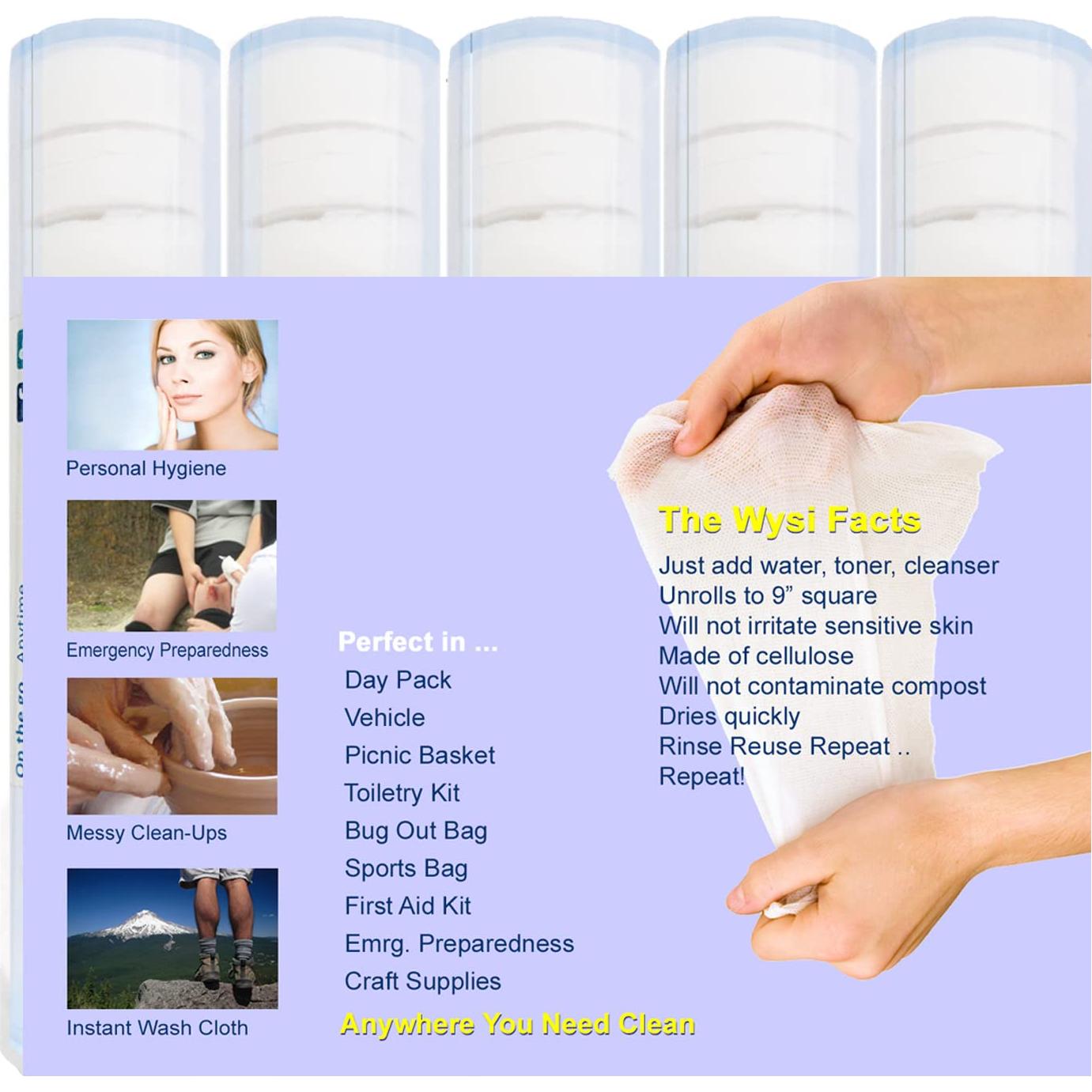 Toallitas Expandibles Wysi 9x9 cm - Paquete de 5 Tubos Viaje