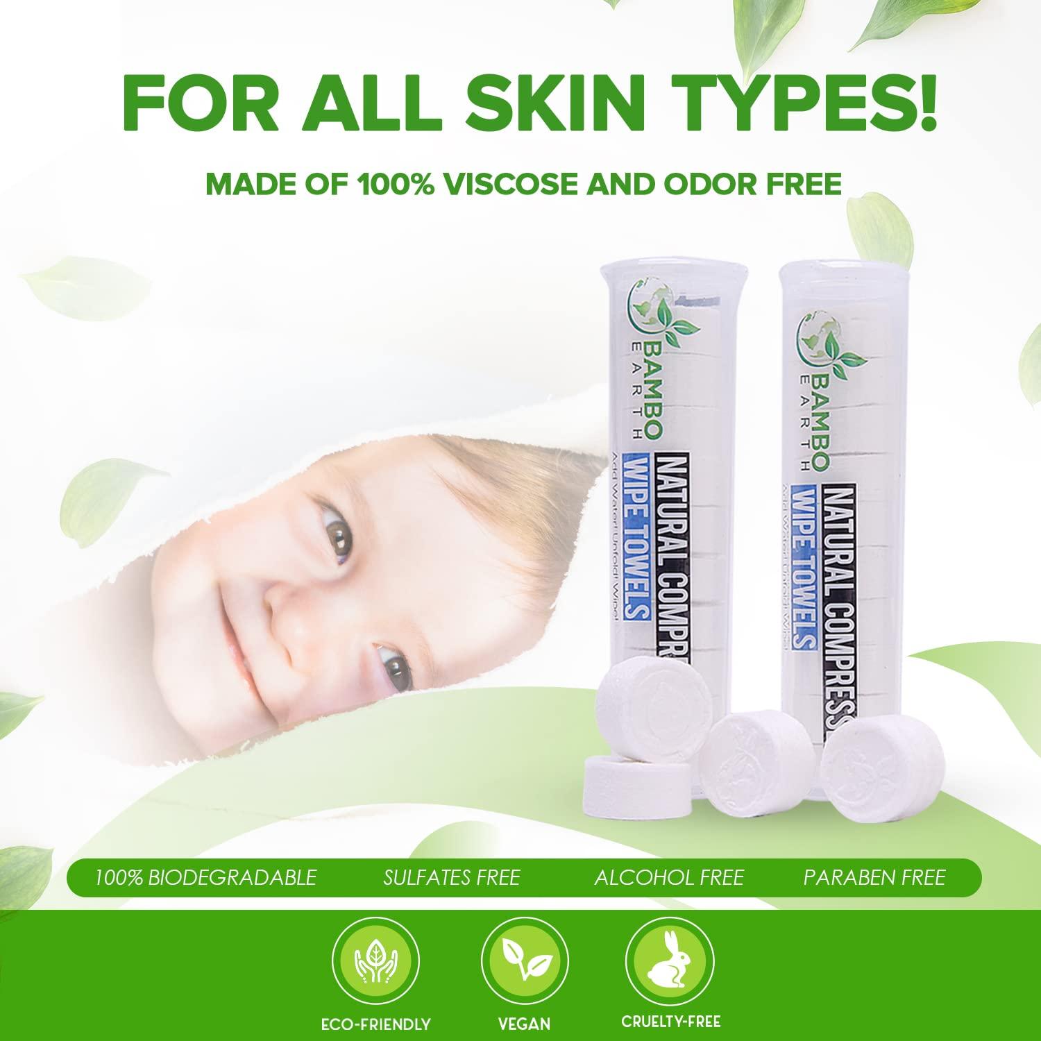 Toallitas Faciales Desechables Compactas BAMBOEARTH 100 Unidades