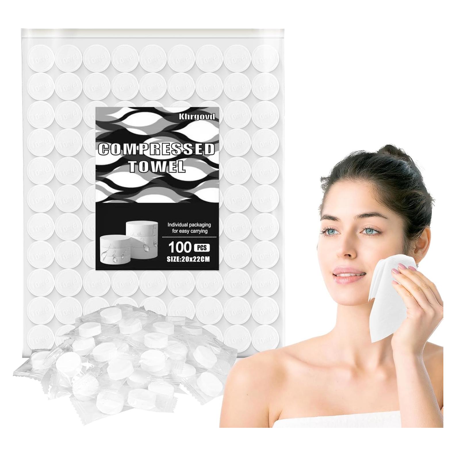 100 Toallas Comprimidas Desechables Khrgovd - Portátiles 20x22 cm