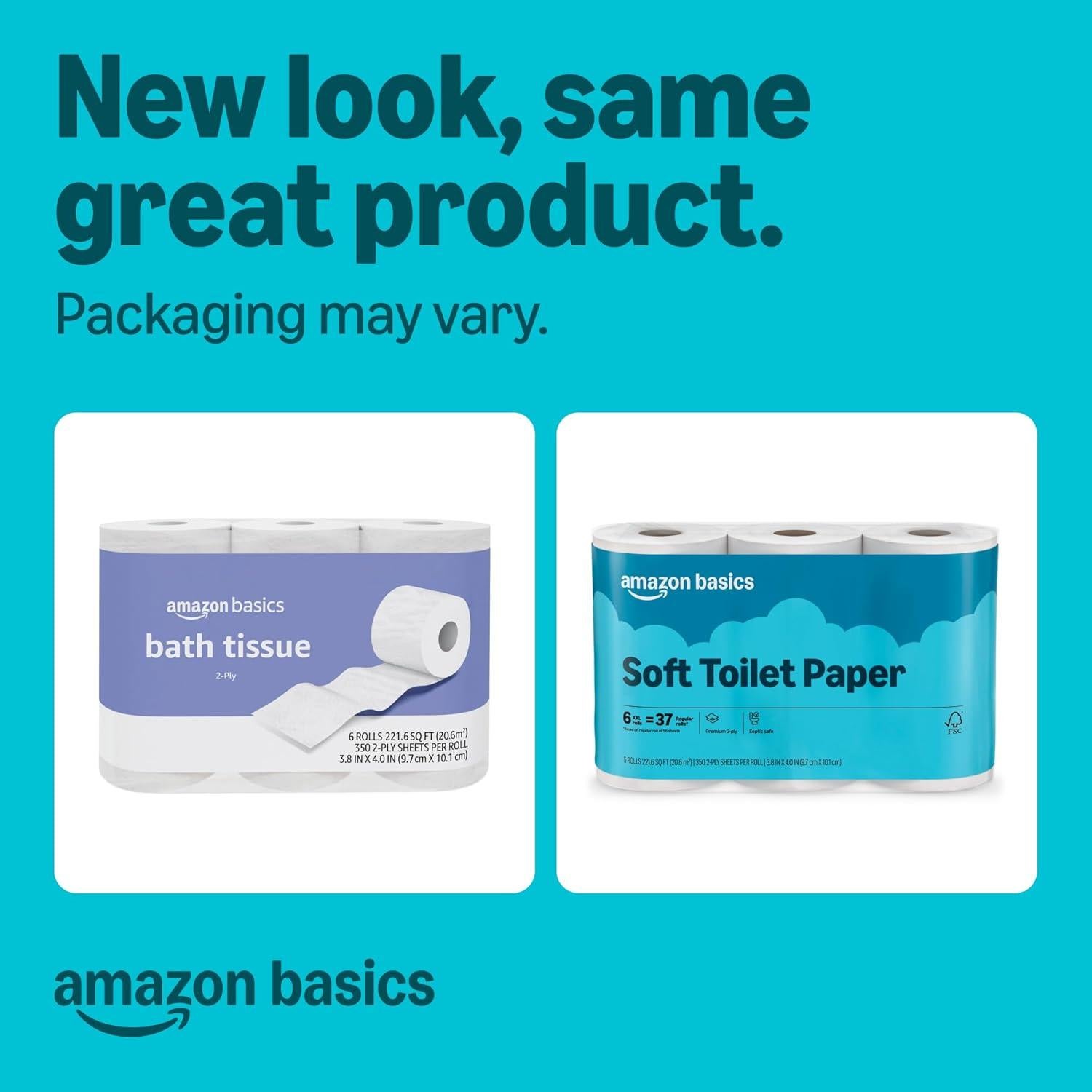 Papel Higiénico Suave Amazon Basics 2 Capas 6 Rollos 2100 Hojas