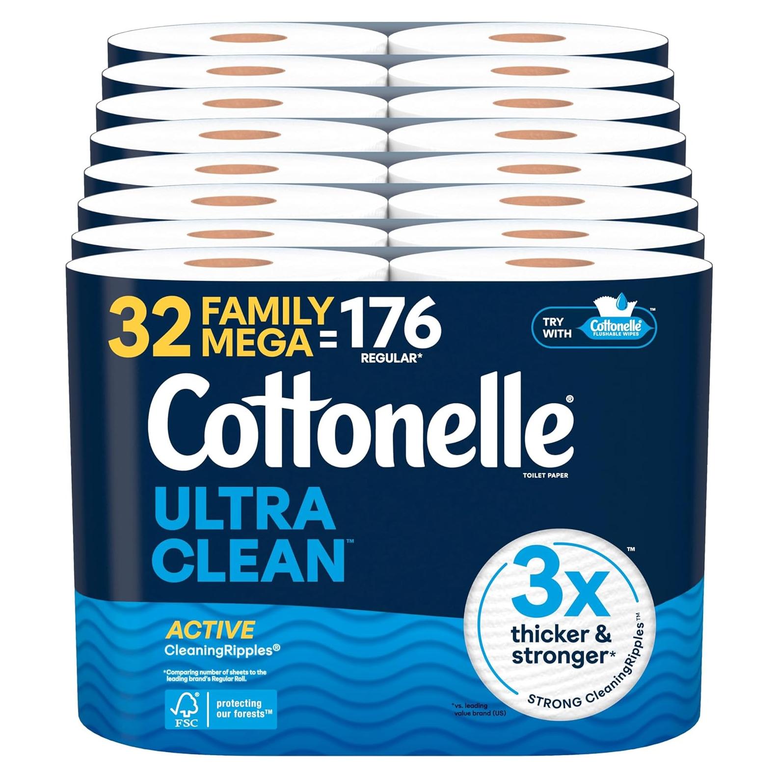 Papel Higiénico Cottonelle Ultra Clean 32 Mega Rollos 353 Hojas