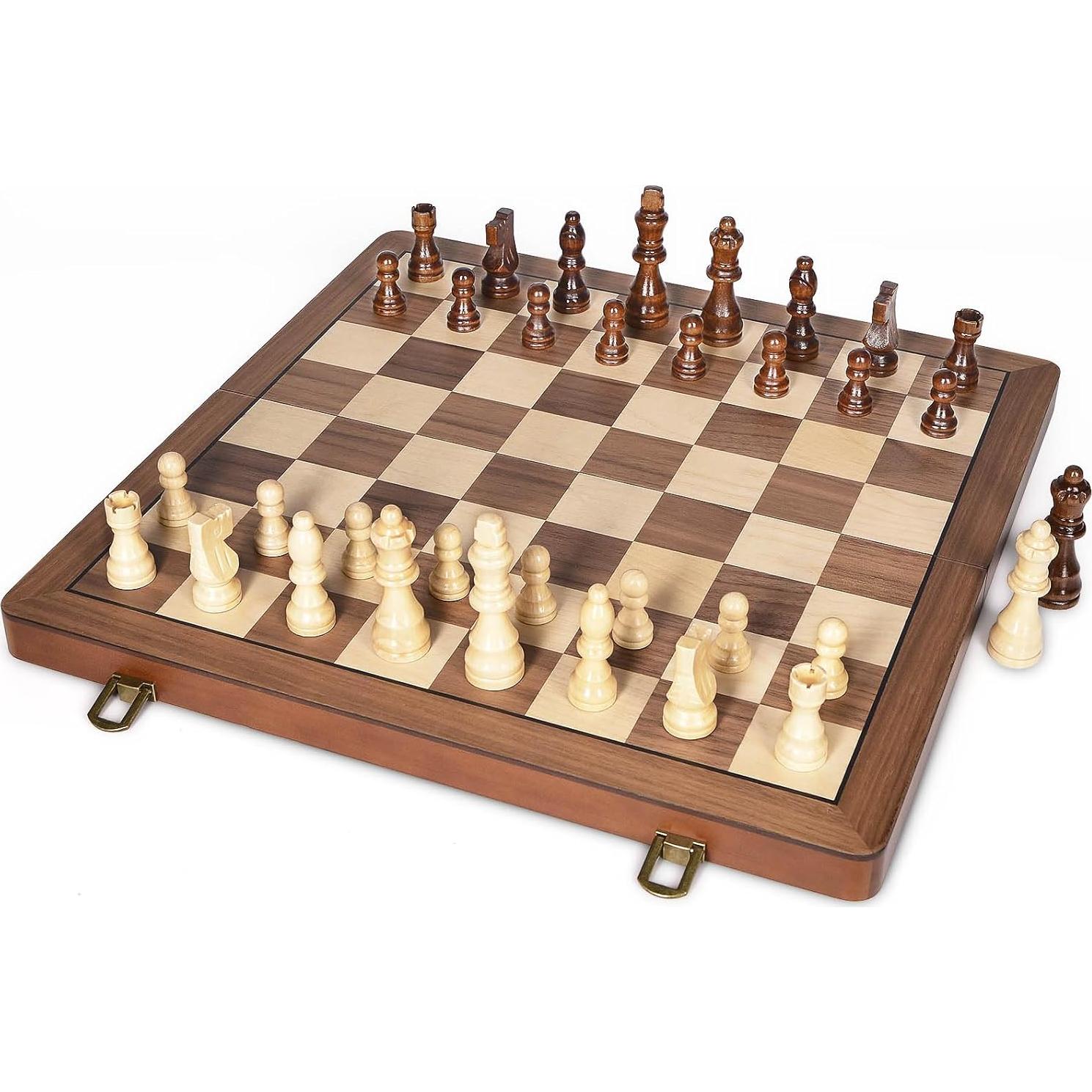 Juego de Ajedrez Magnético Plegable ELONGDI 39x39 cm Madera