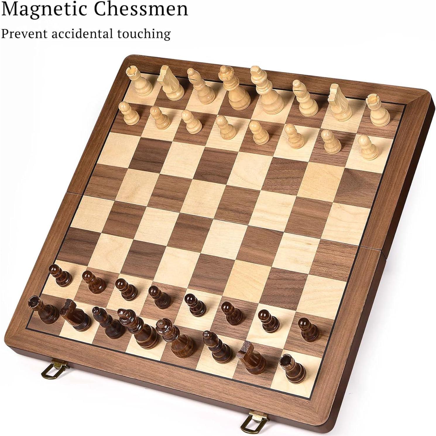 Juego de Ajedrez Magnético Plegable ELONGDI 39x39 cm Madera