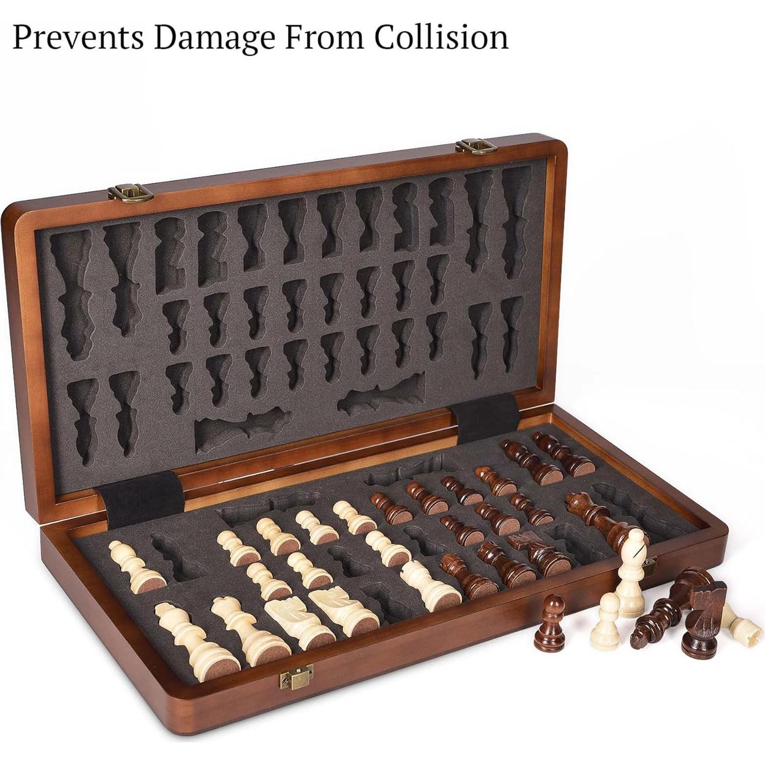 Juego de Ajedrez Magnético Plegable ELONGDI 39x39 cm Madera