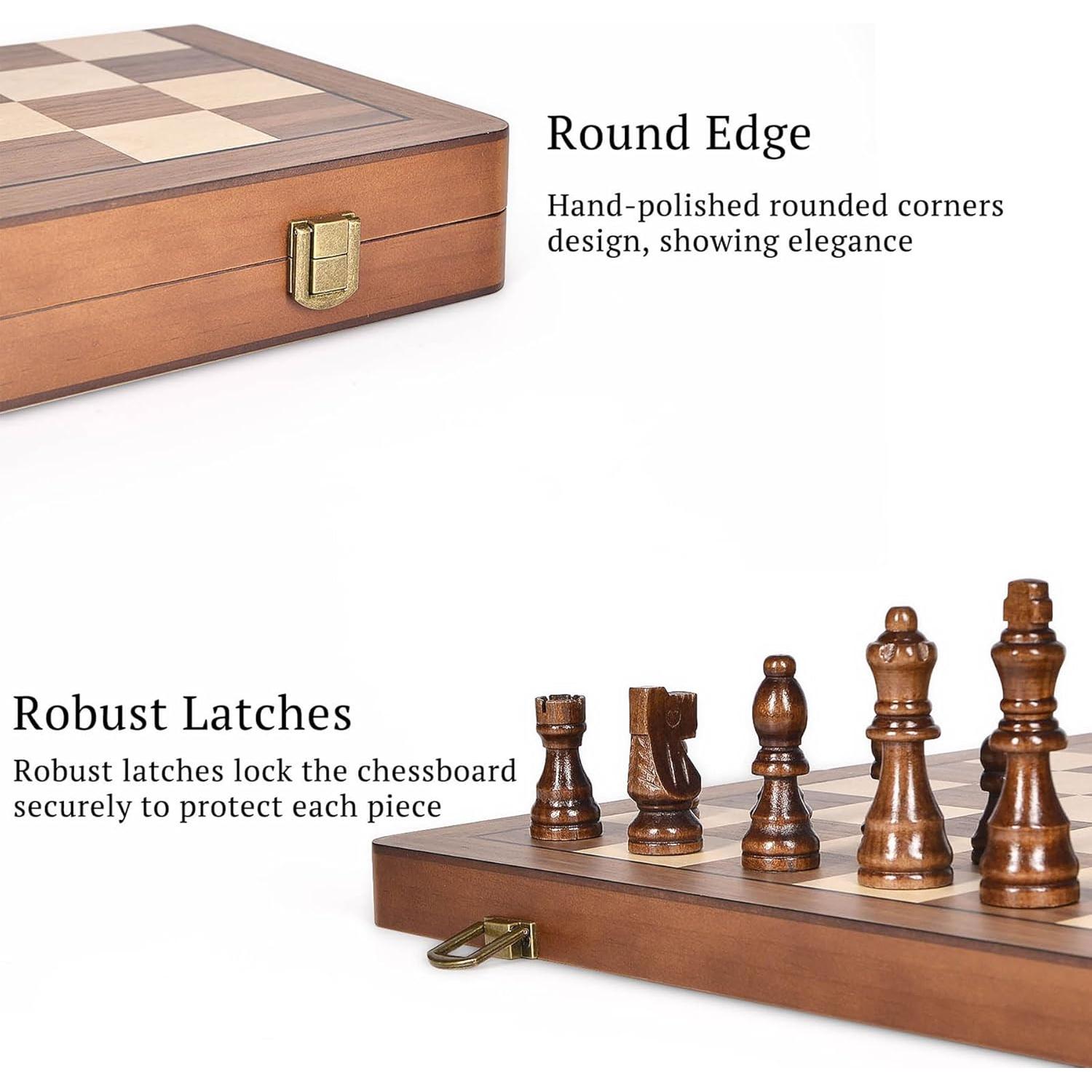 Juego de Ajedrez Magnético Plegable ELONGDI 39x39 cm Madera