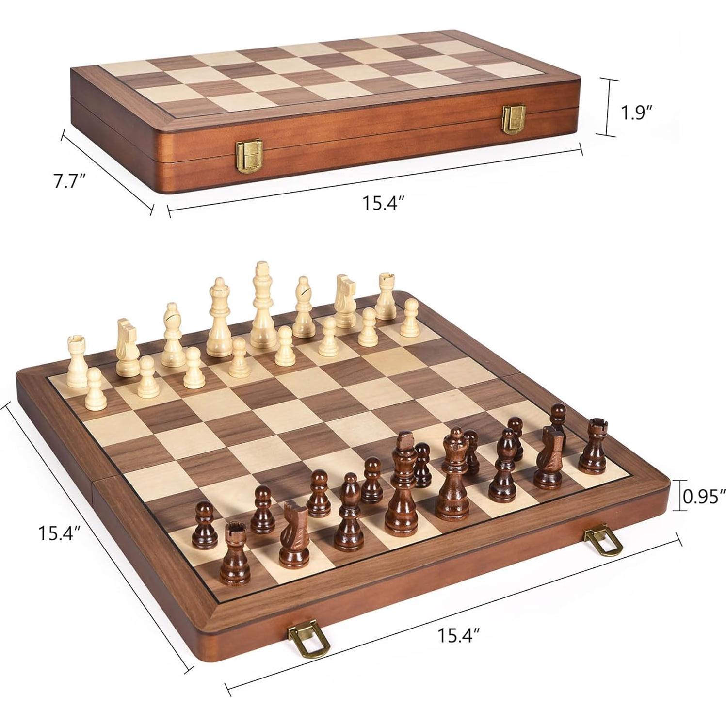 Juego de Ajedrez Magnético Plegable ELONGDI 39x39 cm Madera