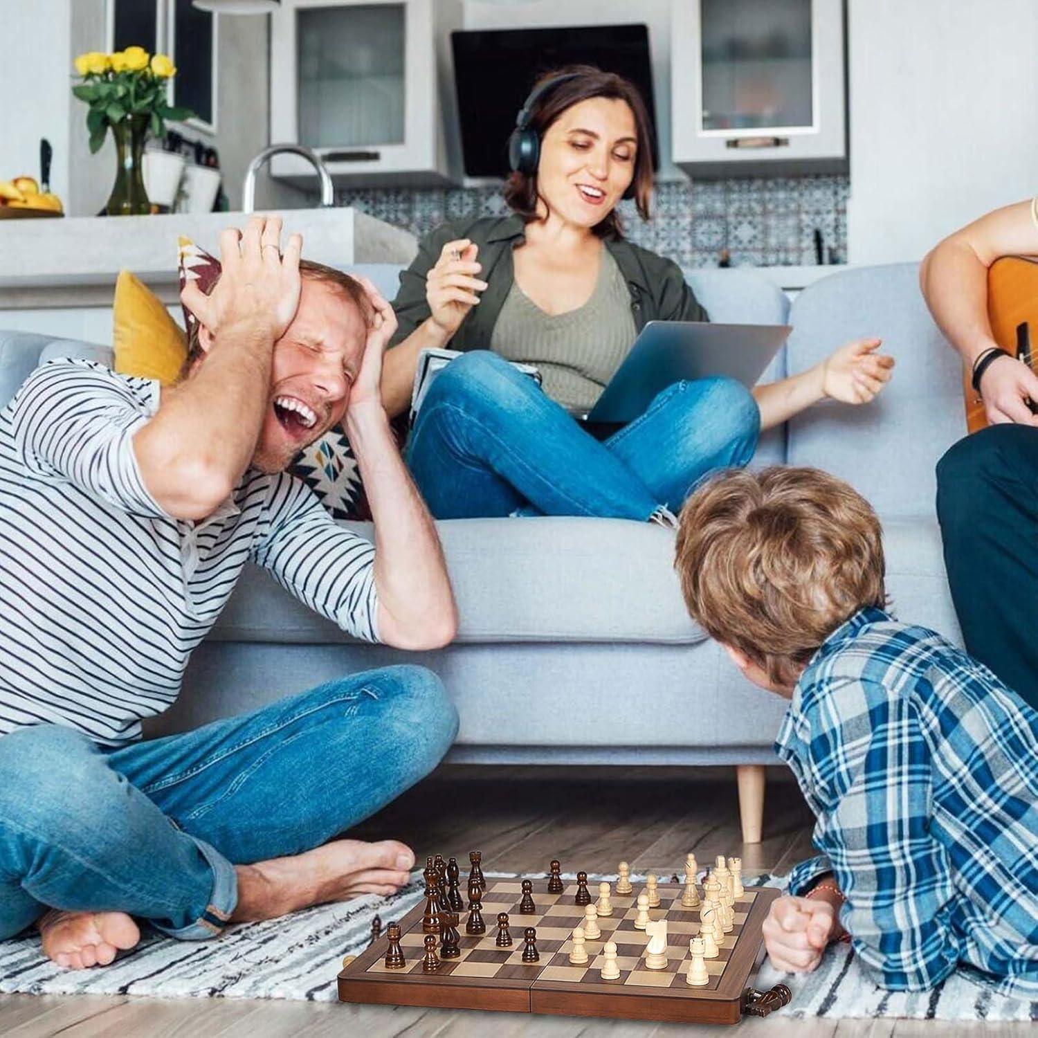 Juego de Ajedrez Magnético Plegable ELONGDI 39x39 cm Madera