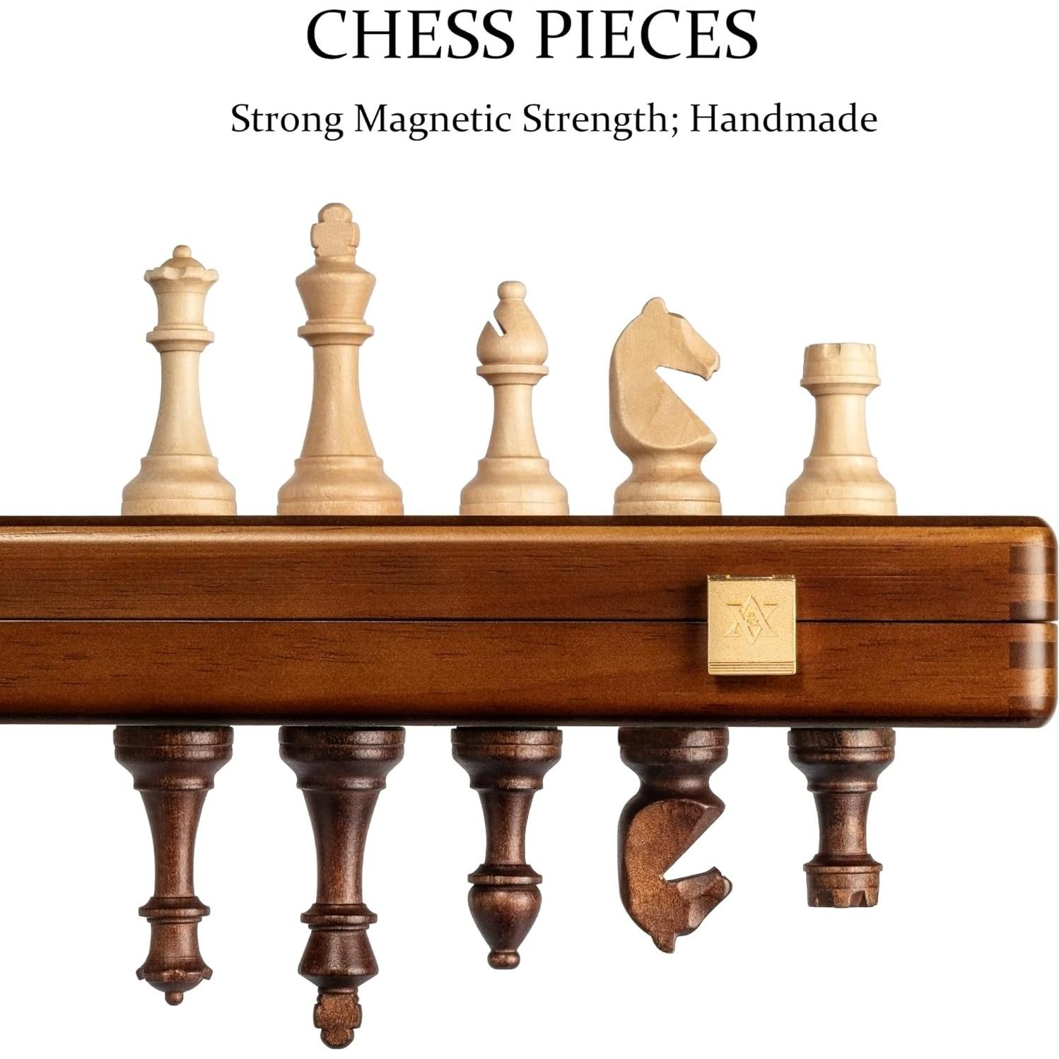 Juego de Ajedrez Magnético A&A de Madera 38x19cm Plegable