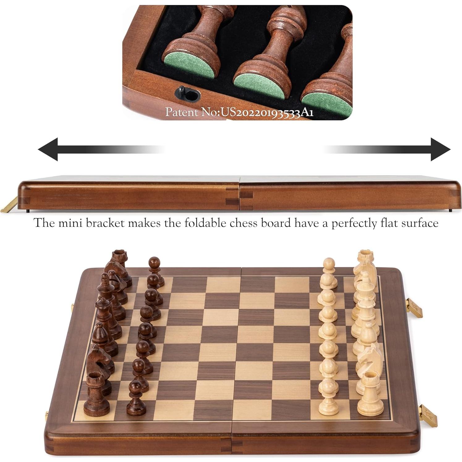 Juego de Ajedrez Magnético A&A de Madera 38x19cm Plegable