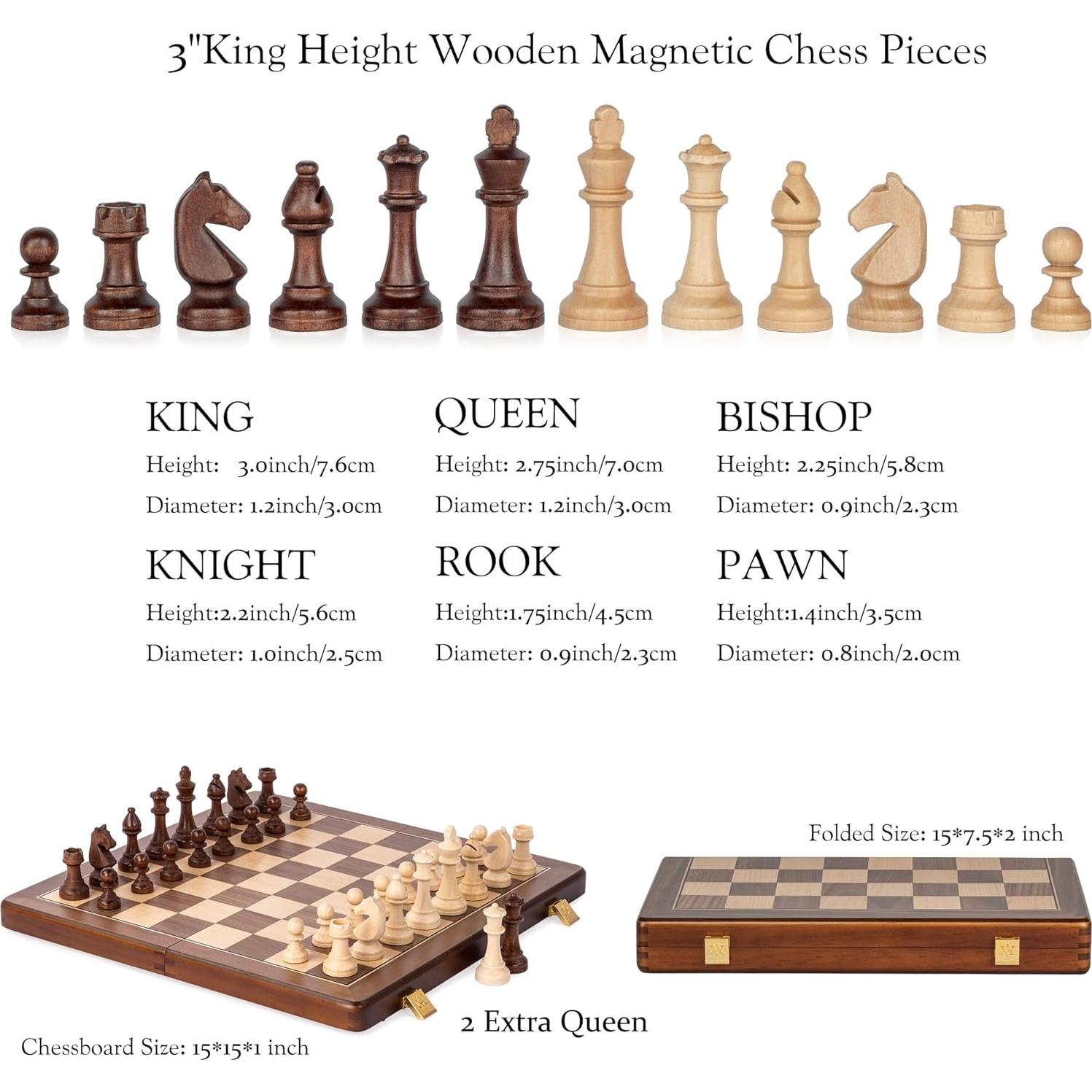 Juego de Ajedrez Magnético A&A de Madera 38x19cm Plegable