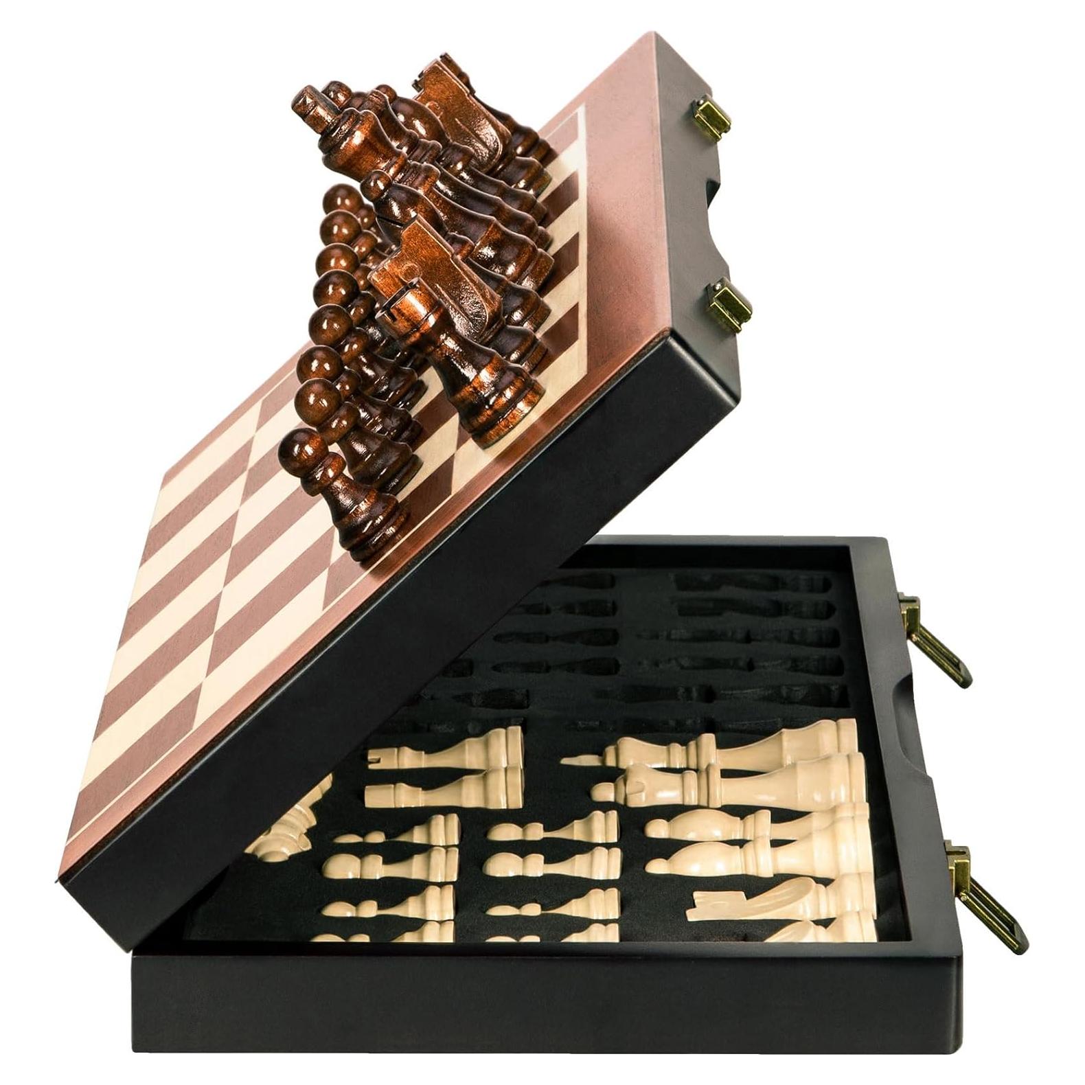 Juego de Ajedrez Magnético de Madera BIVOMON 39x39 cm Plegable