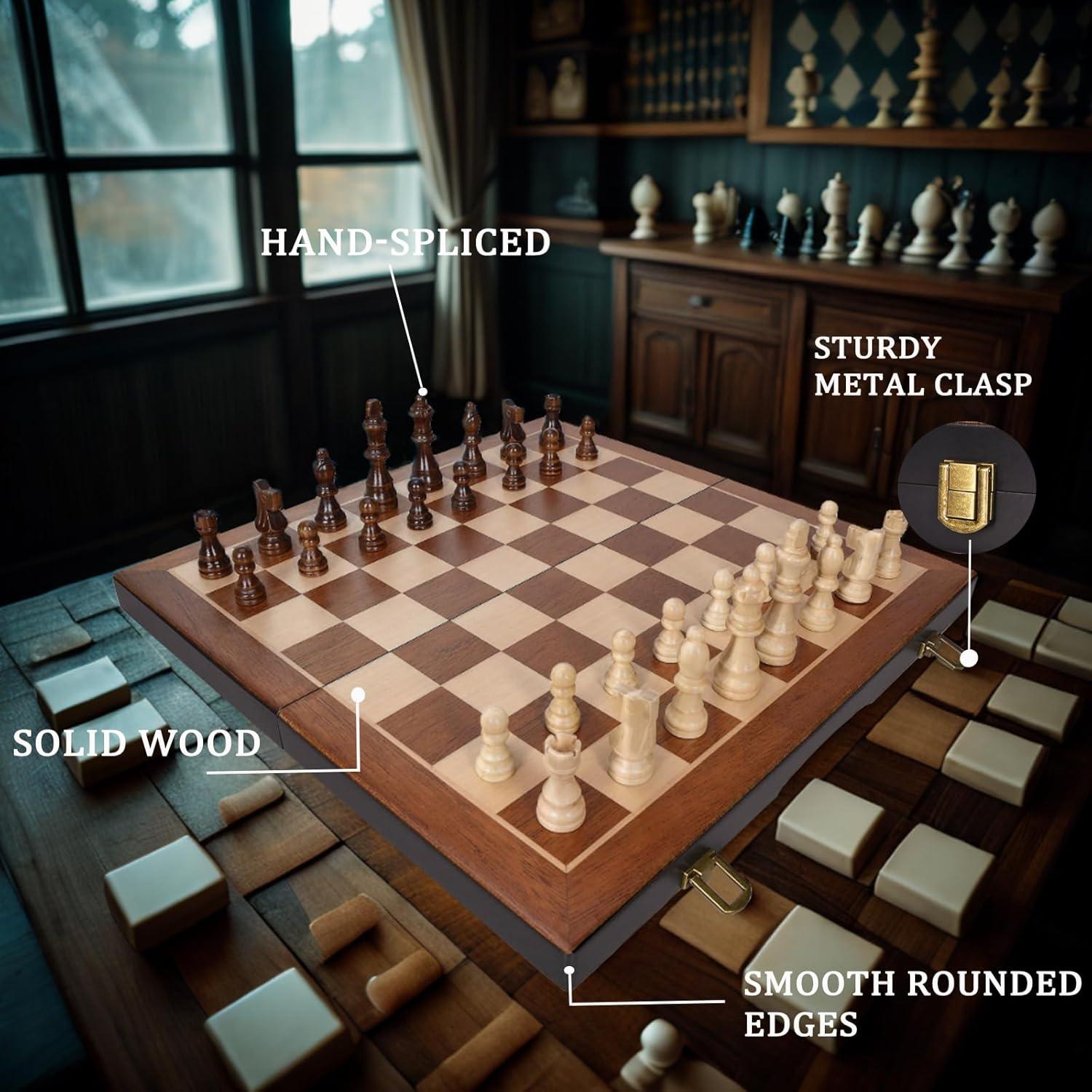 Juego de Ajedrez Magnético de Madera BIVOMON 39x39 cm Plegable