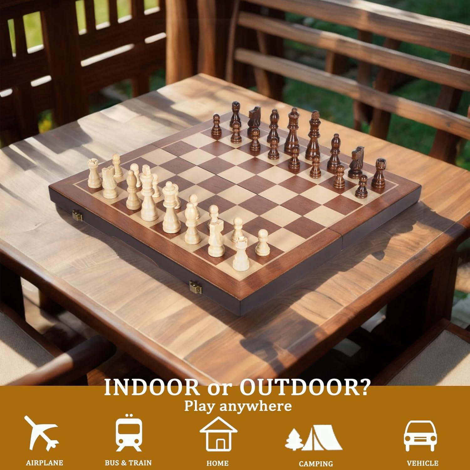 Juego de Ajedrez Magnético de Madera BIVOMON 39x39 cm Plegable