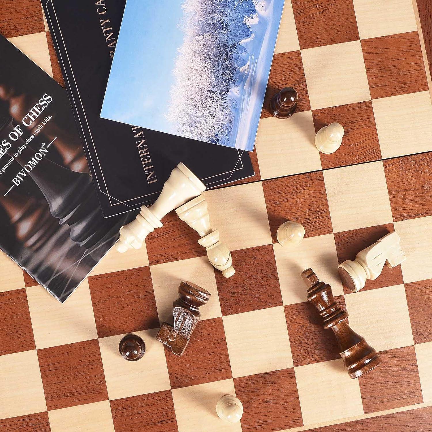 Juego de Ajedrez Magnético de Madera BIVOMON 39x39 cm Plegable