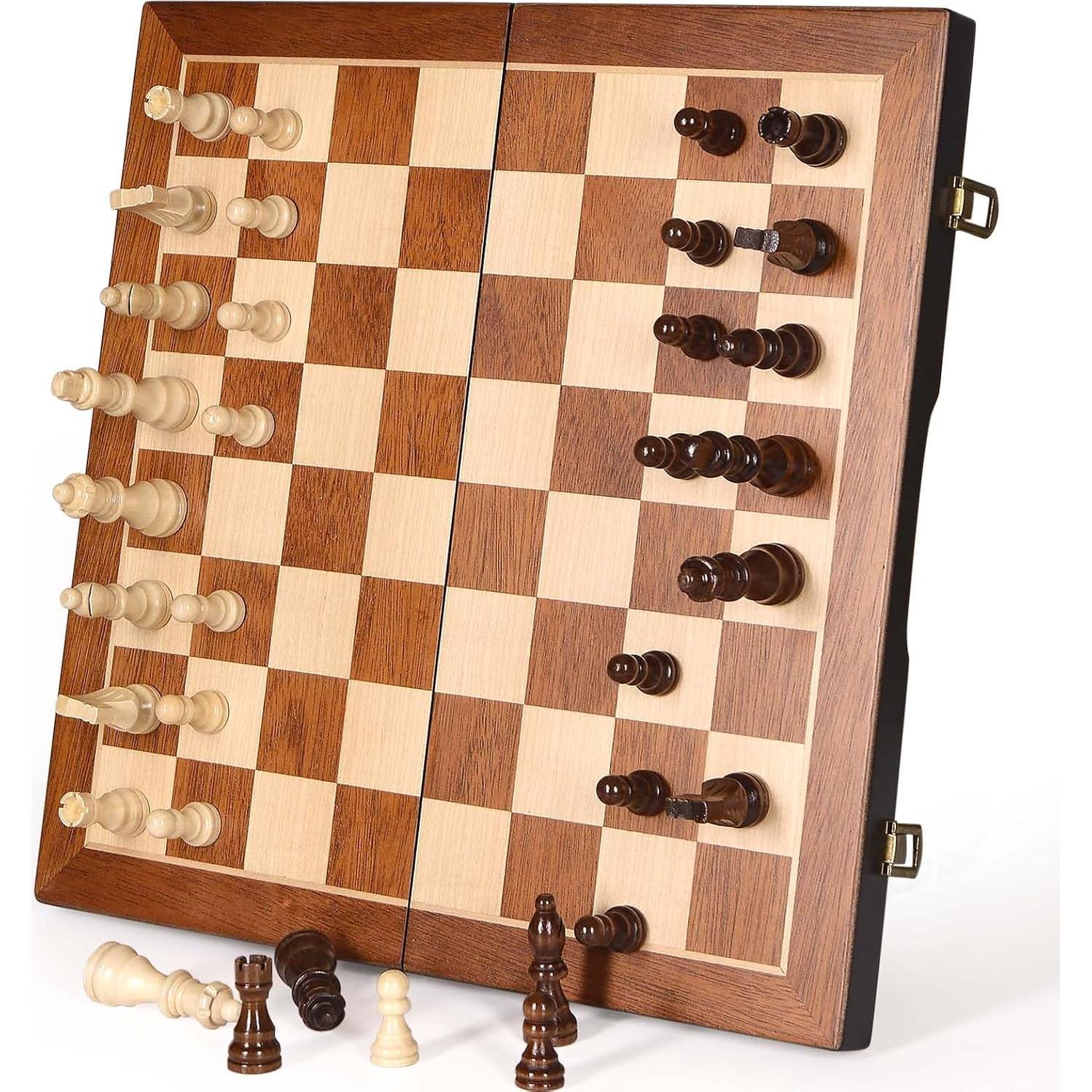 Juego de Ajedrez Magnético de Madera BIVOMON 39x39 cm Plegable