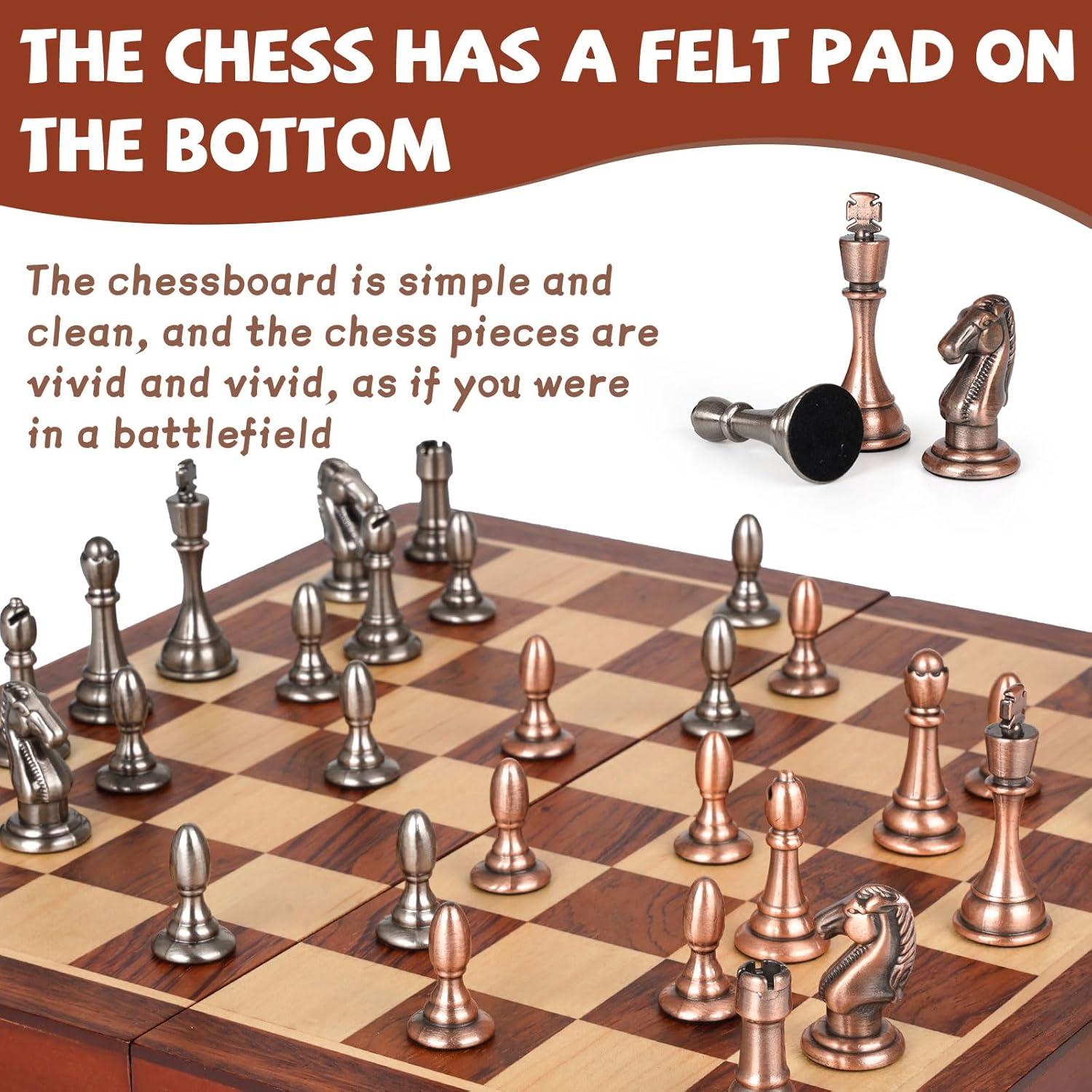 Juego de Ajedrez de Madera Plegable Kvintes 30 cm con Piezas de Metal