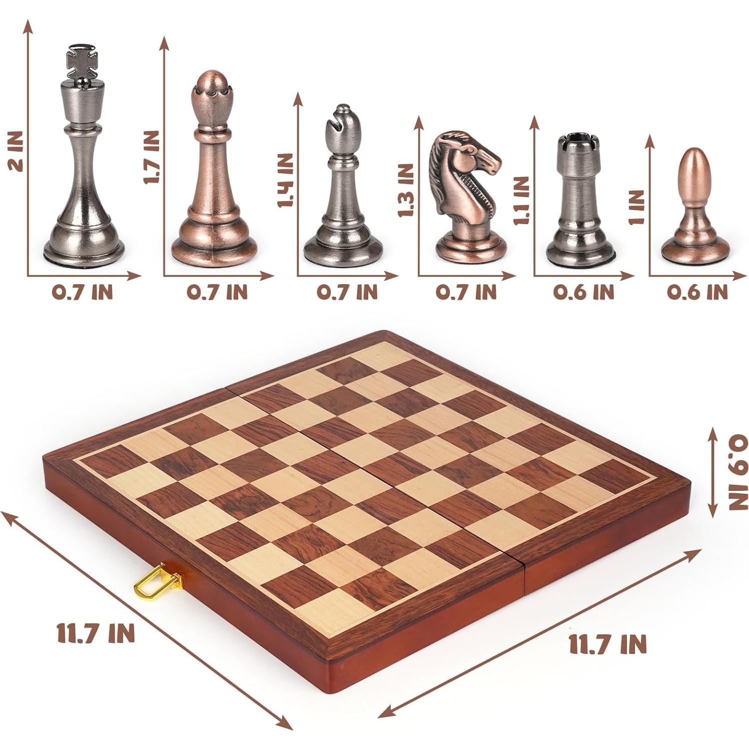 Juego de Ajedrez de Madera Plegable Kvintes 30 cm con Piezas de Metal