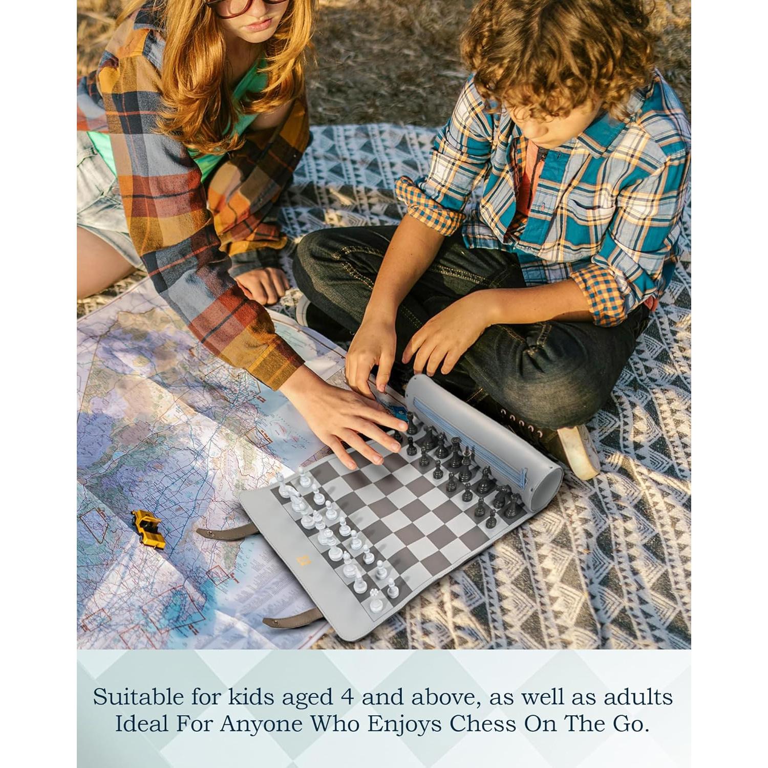 Juego de Ajedrez de Viaje DN DECONATION 48 cm Azul y Negro