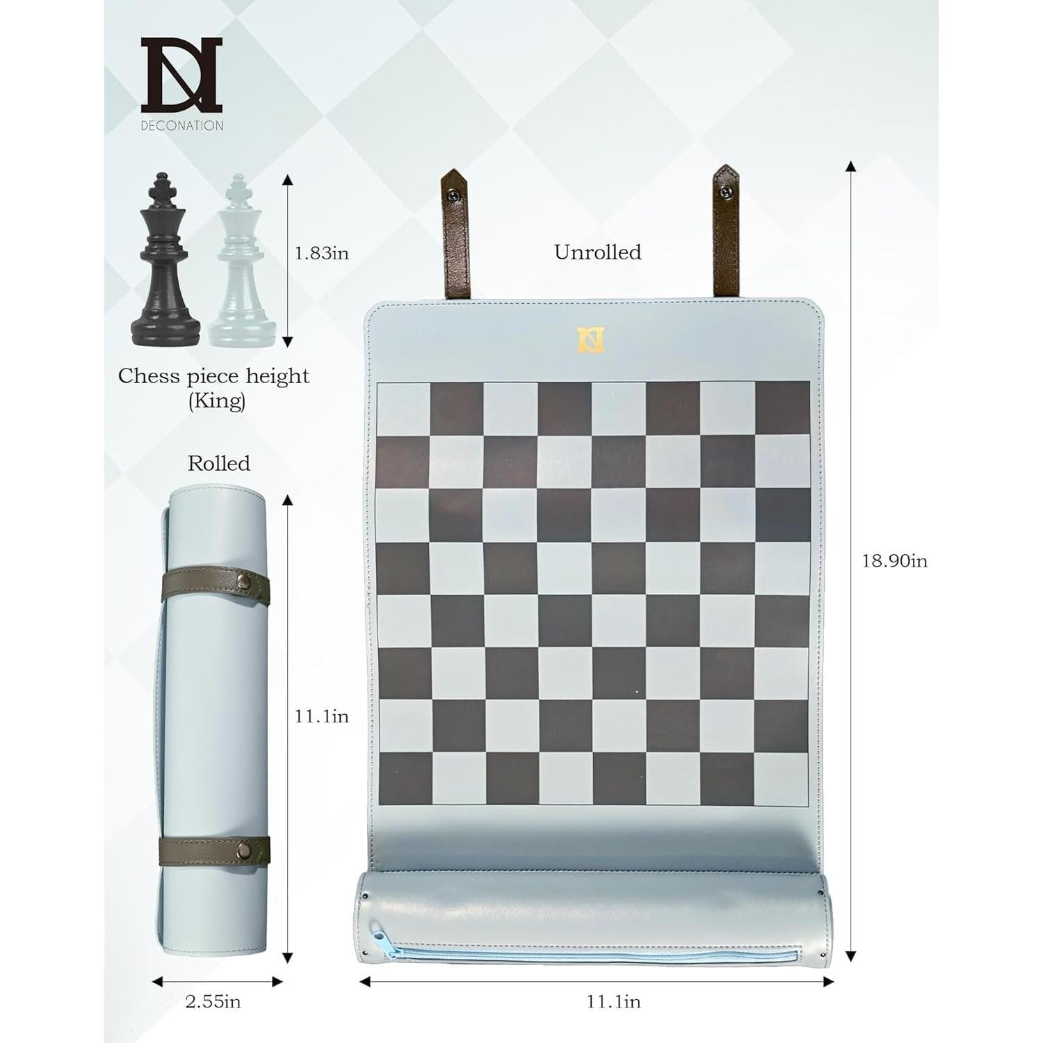 Juego de Ajedrez de Viaje DN DECONATION 48 cm Azul y Negro