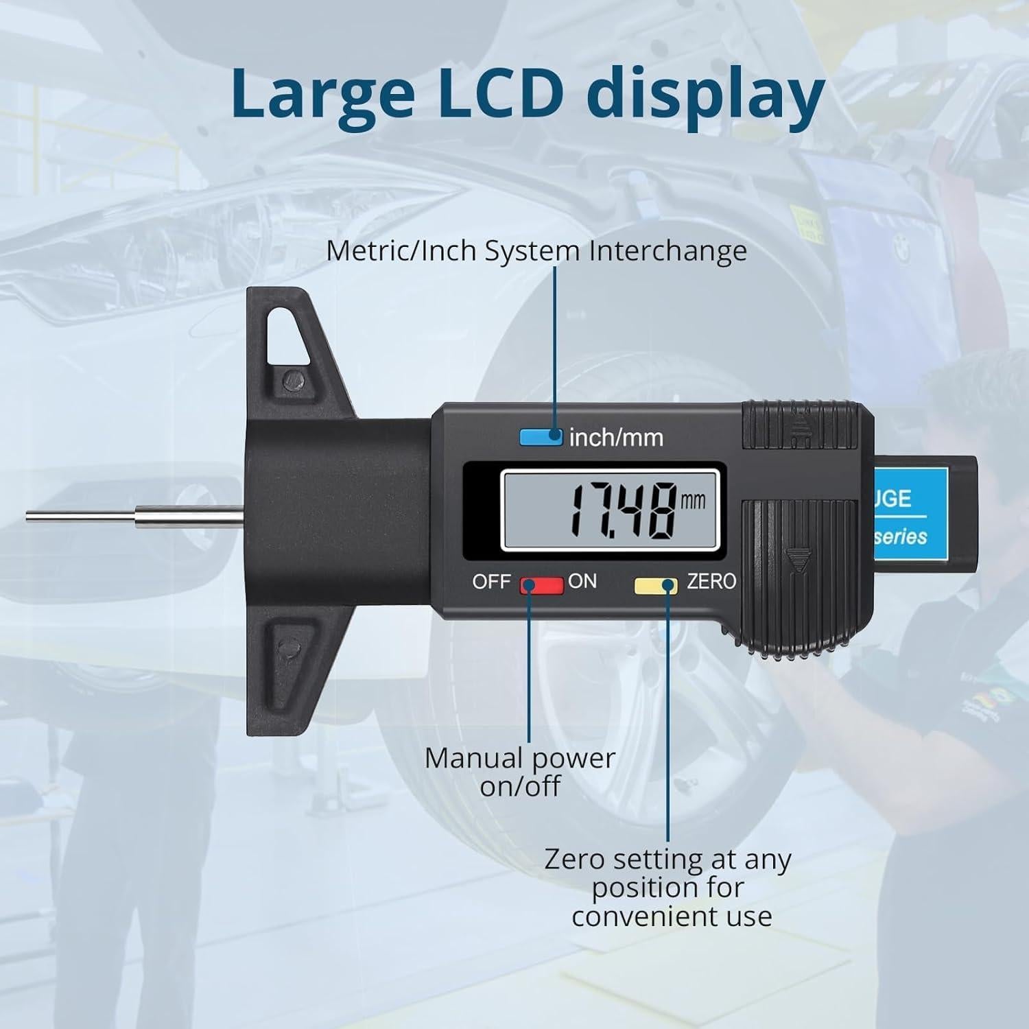 Calibrador Digital de Profundidad de Banda de Rodadura ALLmeter 0-25.4mm