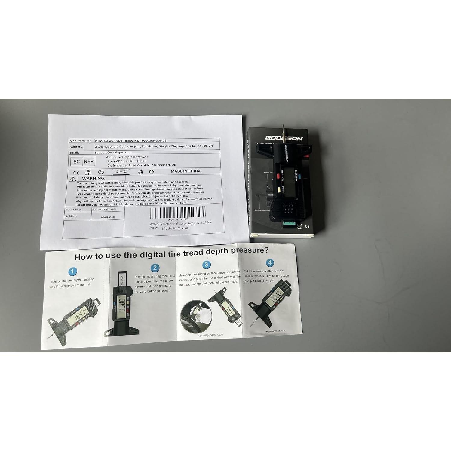 Medidor Digital de Profundidad de Neumáticos Godeson DTG02GD-DE