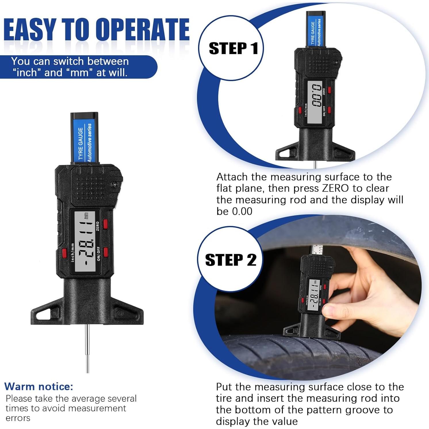 Medidor de Profundidad de Banda de Rodadura Digital Frienda - 3 Piezas