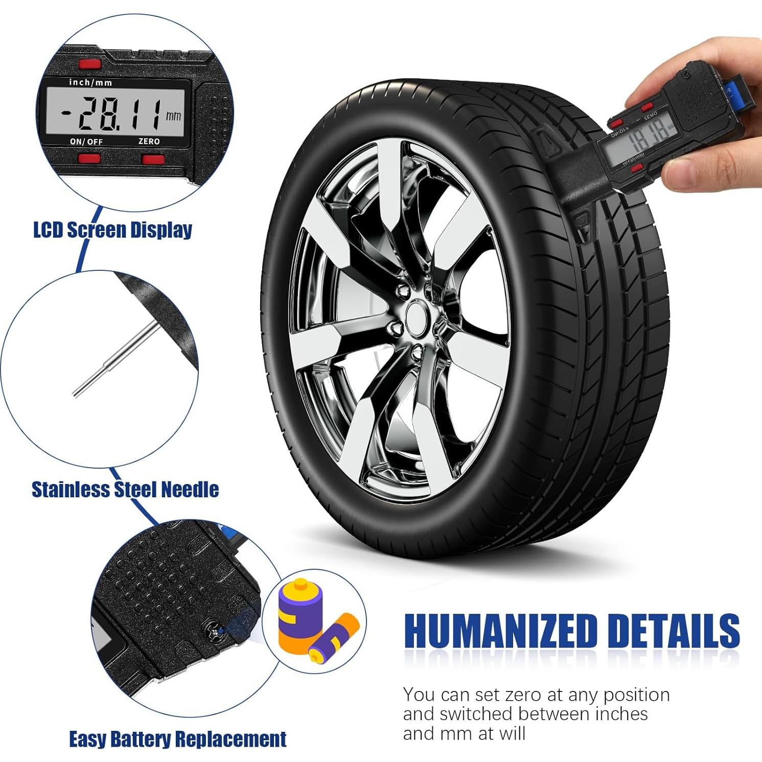 Medidor de Profundidad de Banda de Rodadura Digital Frienda - 3 Piezas