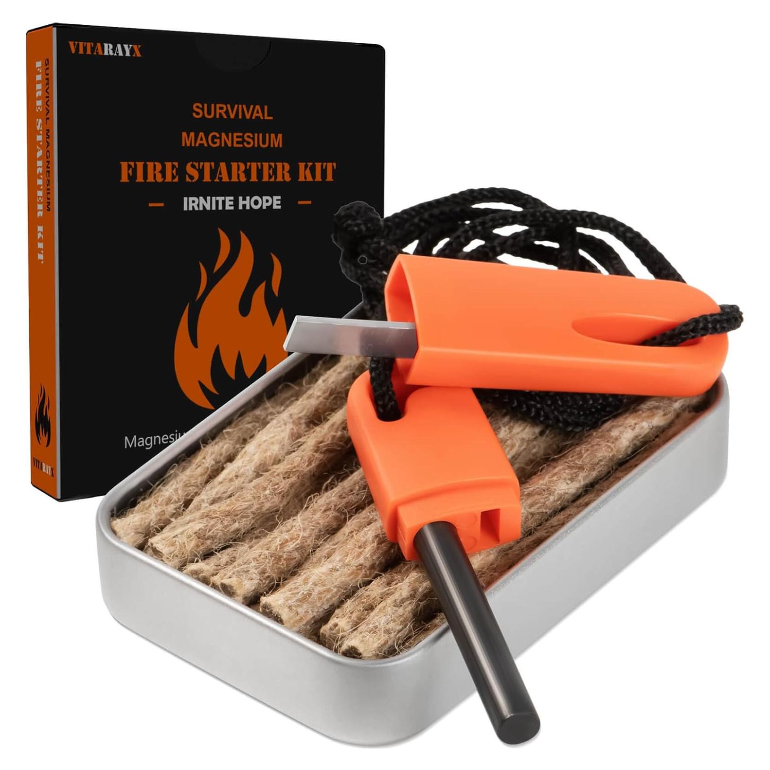 Kit de Encendido de Fuego VitarayX - Varilla de Magnesio y Yesca
