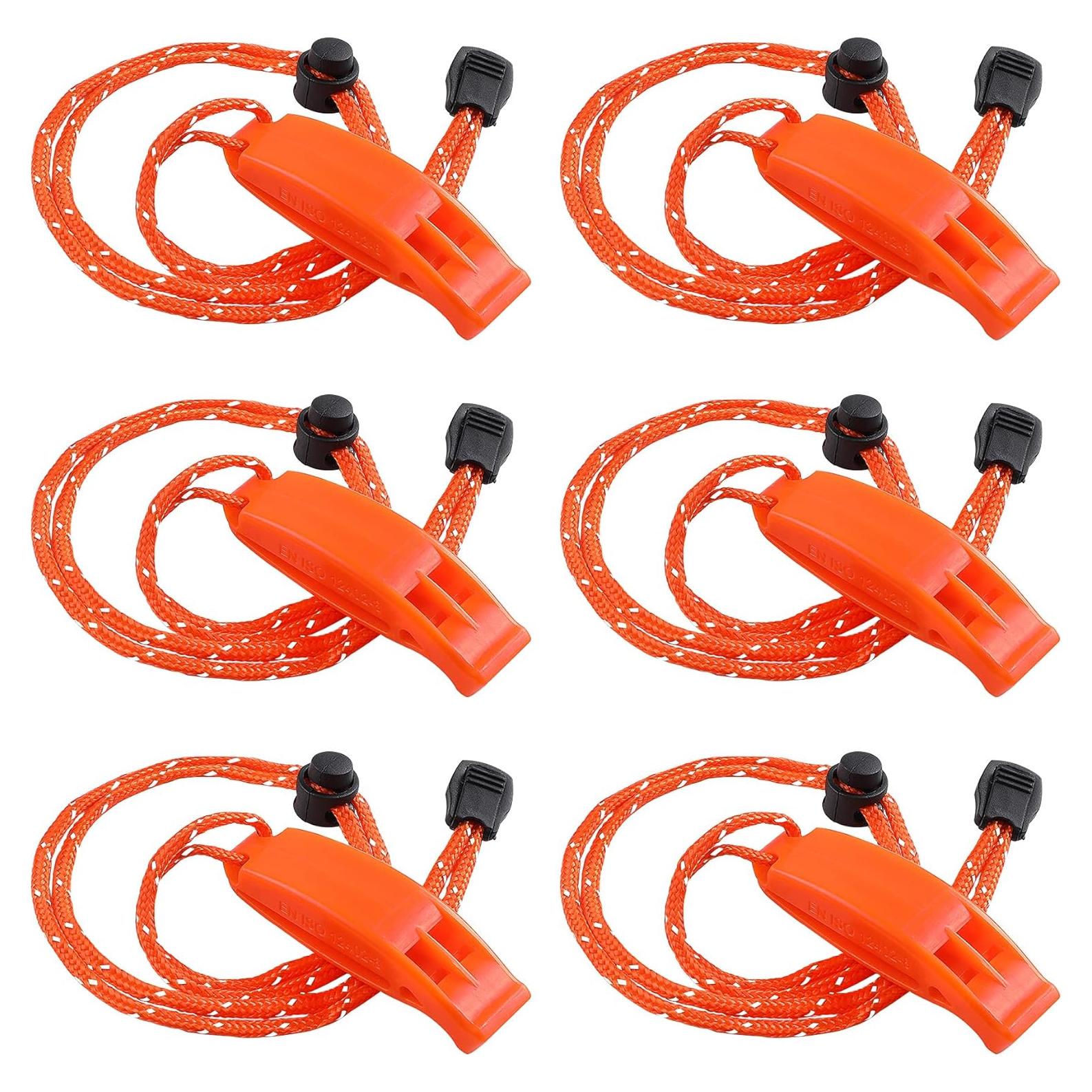 Silbatos de Seguridad JULBEAR 6PCS con Cordón Reflectante