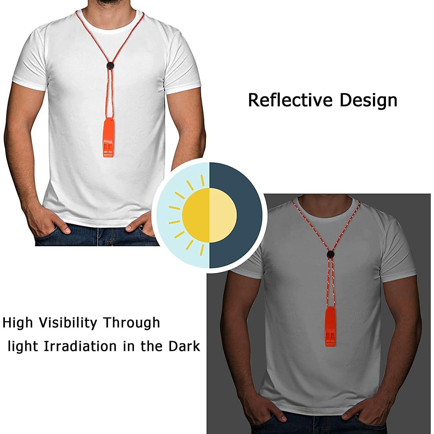 Silbatos de Seguridad JULBEAR 6PCS con Cordón Reflectante