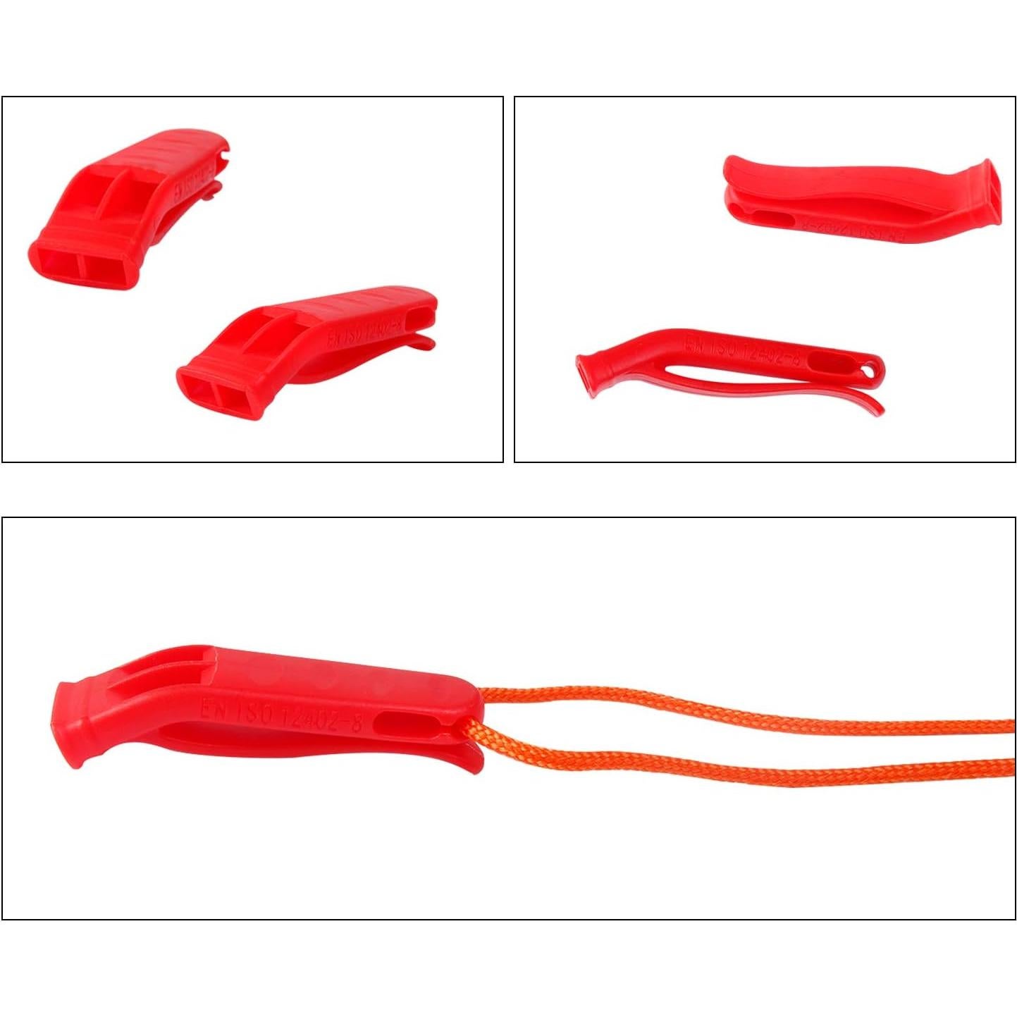 Juego de 20 Silbatos de Seguridad AUGSUN con Cordón - Rojo y Naranja