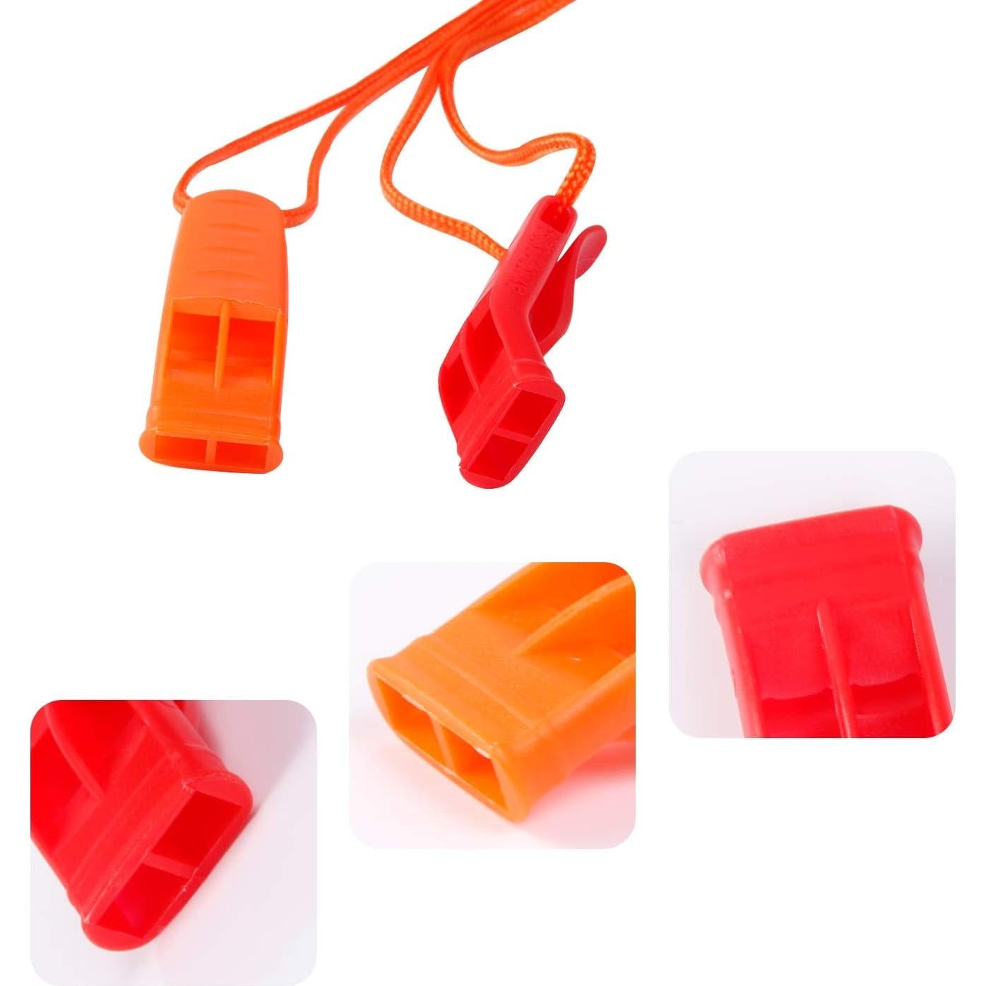 Juego de 20 Silbatos de Seguridad AUGSUN con Cordón - Rojo y Naranja