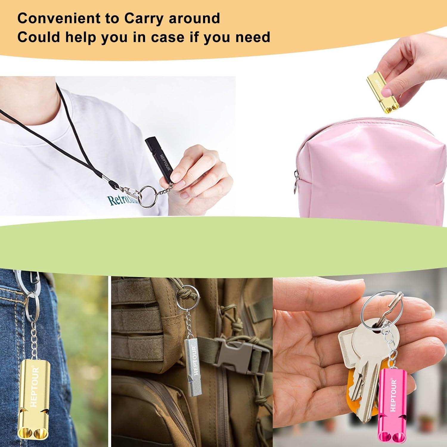 Silbato de Emergencia Heptour Doble Tubo 120dB Aluminio Plata