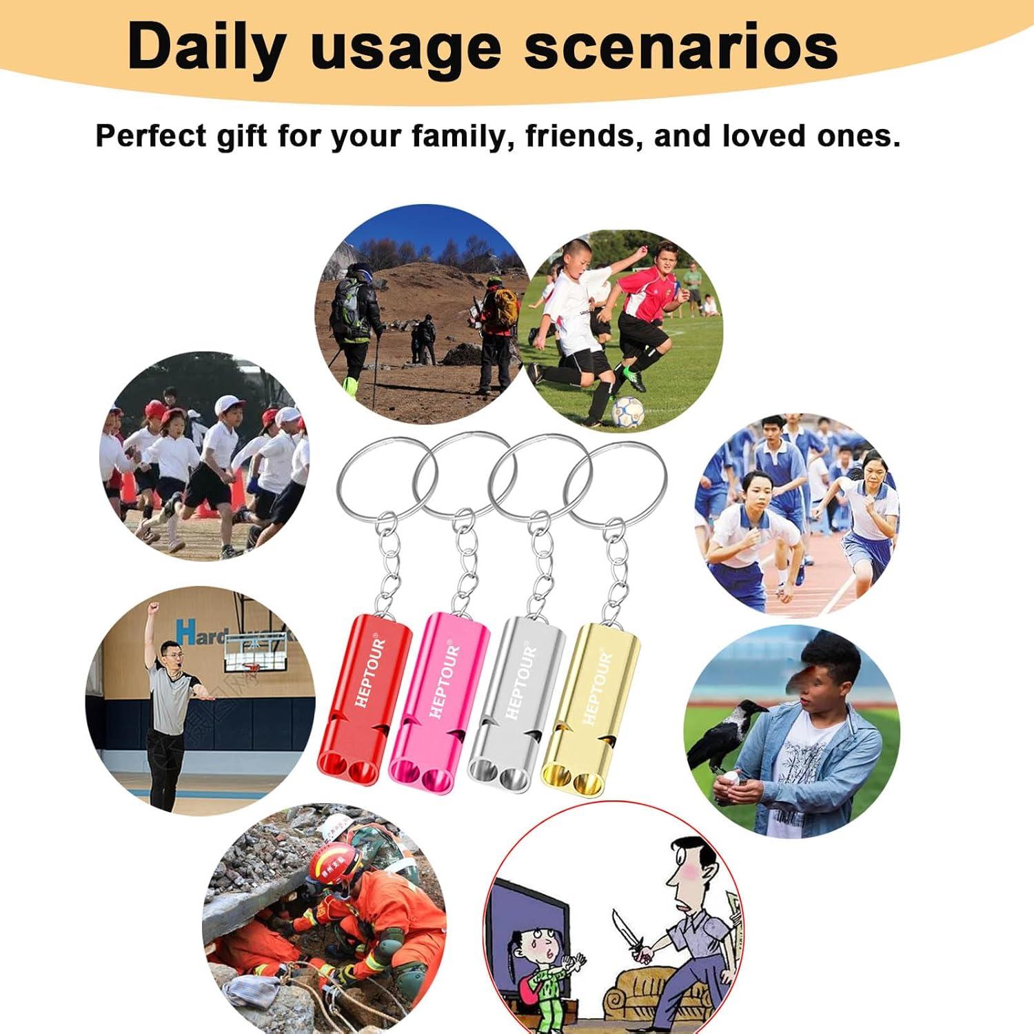 Silbato de Emergencia Heptour Doble Tubo 120dB Aluminio Plata