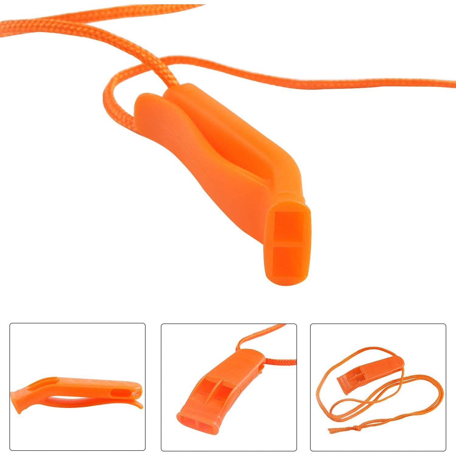 Silbatos de Seguridad AUGSUN 10 Pcs Naranja con Cordón