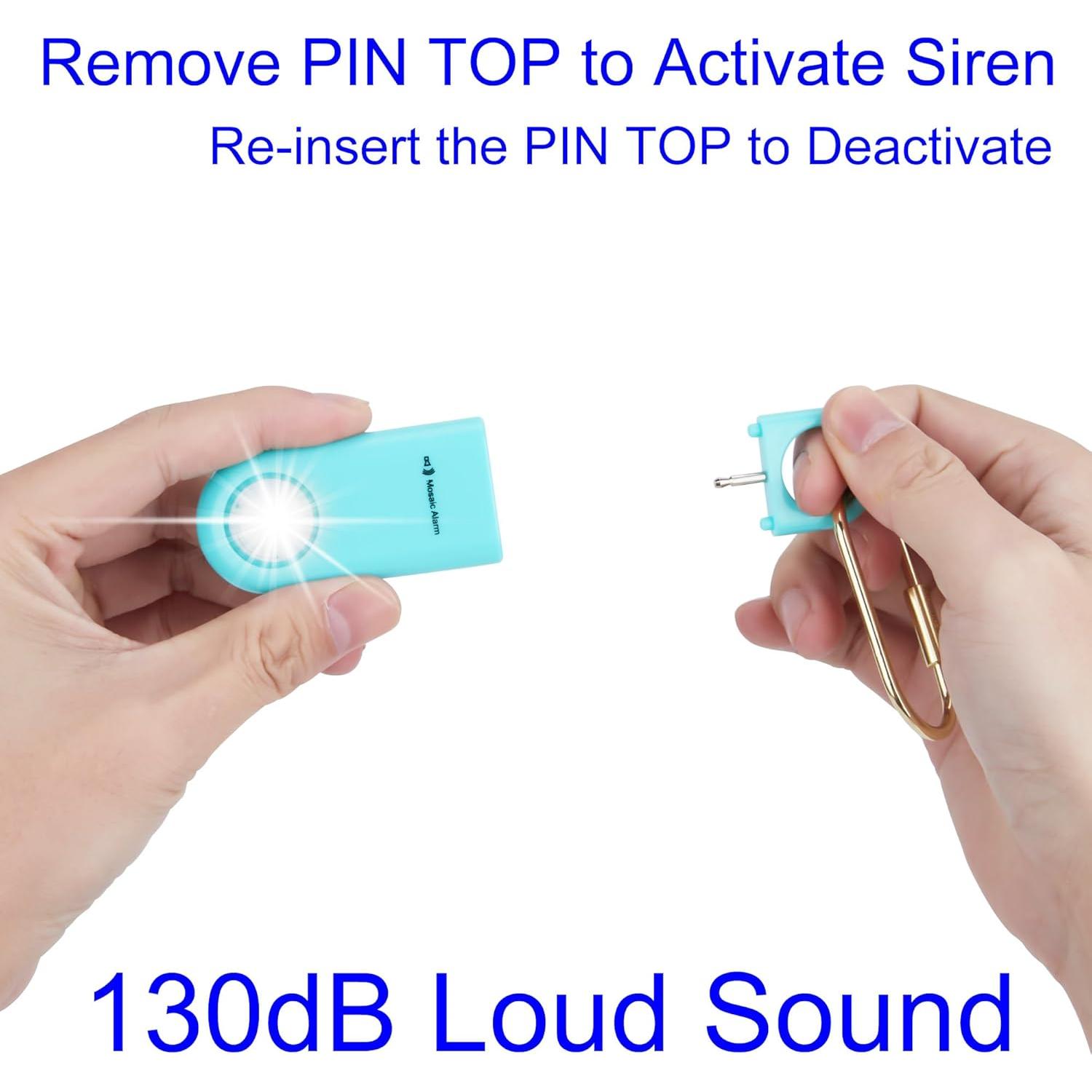 Alarma Personal de Seguridad 130dB con Luz Estroboscópica Aqua