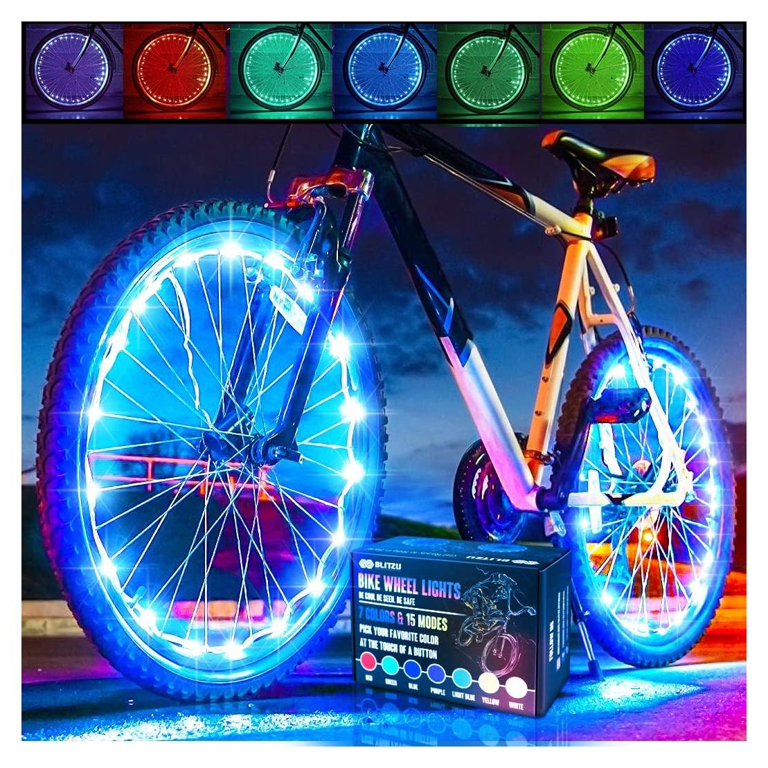 Luces LED para Ruedas de Bicicleta BLITZU, Paquete de 2, 7 Colores