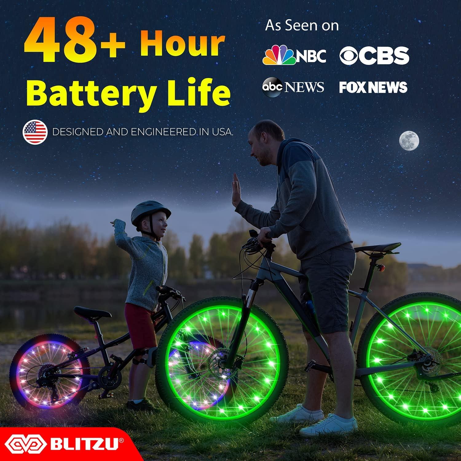 Luces LED para Ruedas de Bicicleta BLITZU, Paquete de 2, 7 Colores
